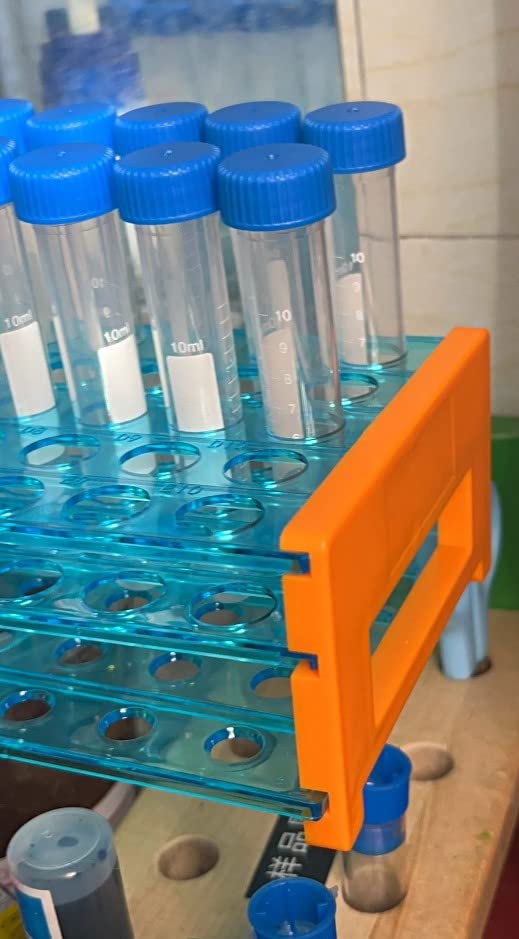 Othmro 1Pcs Plastic Test Tube Rack Holder - 30mm 21-Well Centrifuge Tube Stand, Rectangular Lab Bracket for Laboratory Experiments, Science Projects & Party Decorations (Blue)