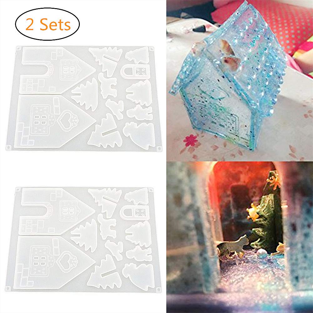 **Hofumix Christmas Silicone Molds for Baking - 2 Sets of Cake & Chocolate Molds - Xmas House Decorations for Holiday Parties, DIY Desserts, and Festive Treats**