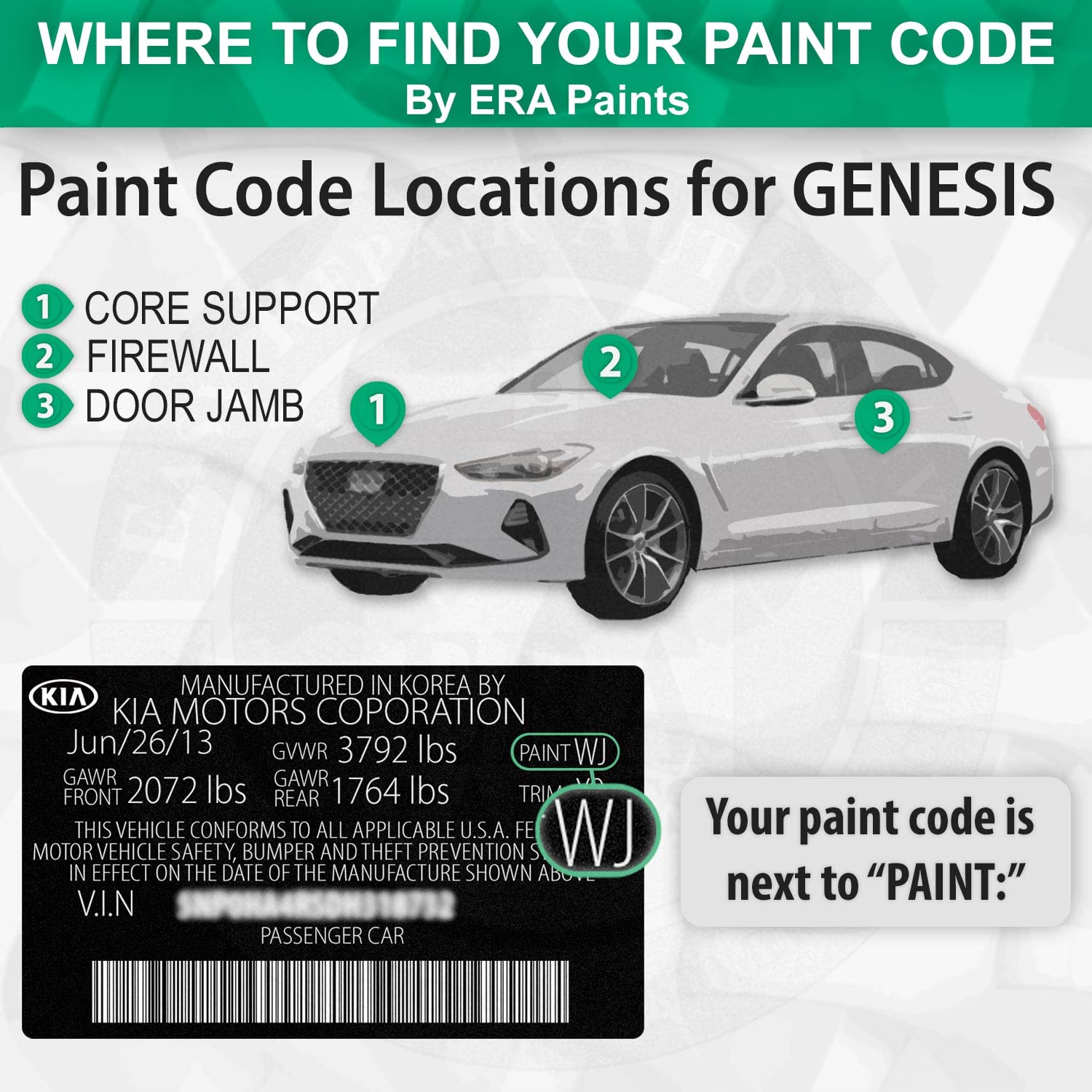 ERA Paints TG6 - London Gray Metallic Touch Up Paint Spray for Genesis Vehicles | 2K Premium Automotive Paint Kit | Perfect for Scratches, Chips & Dents Repair