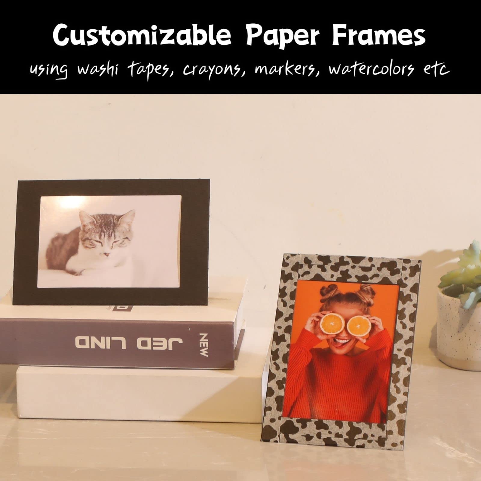 100 Pack 4x6 Standing Paper Picture Frames with Easel - Black Cardboard Photo Frames for DIY, Classroom & Father's Day - Bulk Gallery Display Frames for Home Decor, Office Desk & Party Decorations