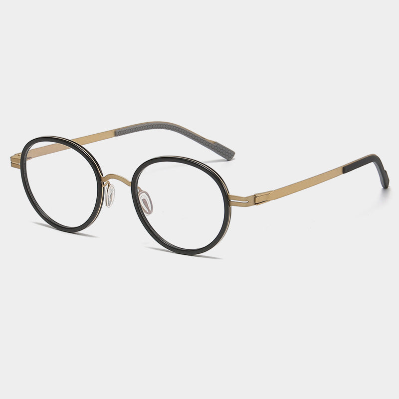 Romel Retro Oval Titanium Business Glasses Frame - Lightweight & Durable Eyewear for Professionals & Office Use