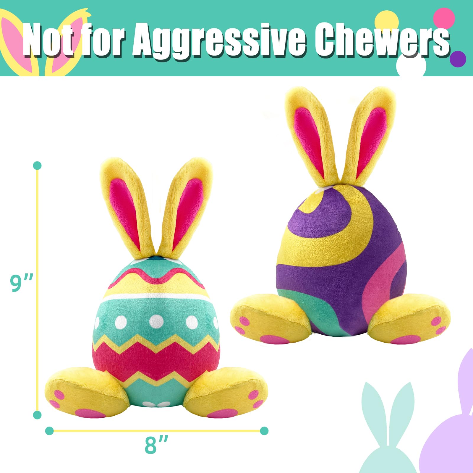 2 Pack Easter Bunny Plush Squeaky Dog Toys - Soft Stuffed Animal Chew Toys for Medium & Large Dogs | Fun Holiday Gift for Pets, Easter Basket Stuffers & Playtime