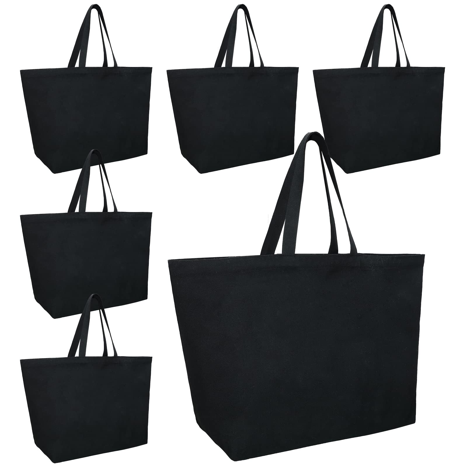 Sweetude 6-Pack Extra Large Canvas Tote Bags - Heavy Duty Reusable Grocery Bags, Oversized Beach Totes with Handles (28