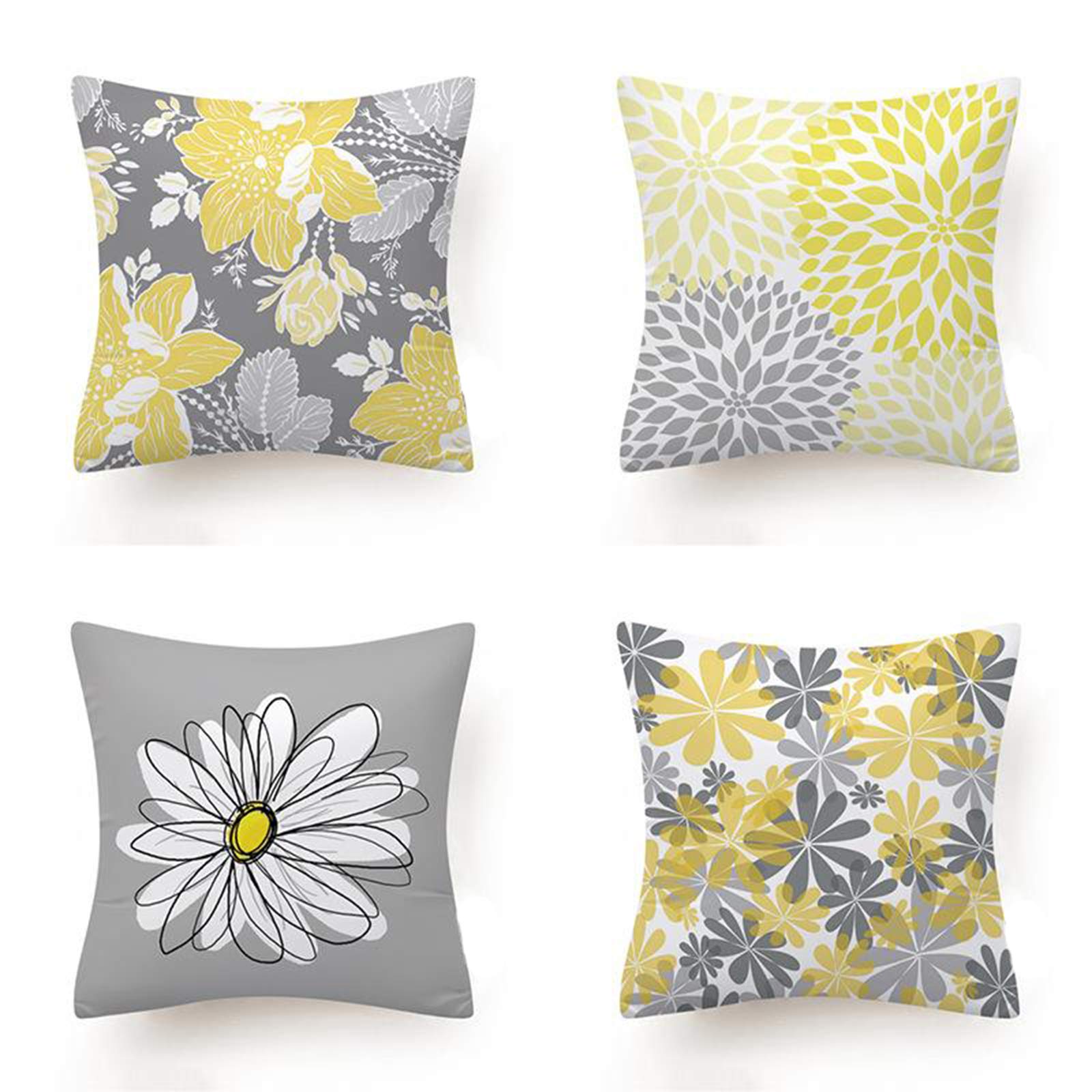 4-Pack 18x18 Inch Velvet Throw Pillow Covers - Soft Yellow Square Couch Cushion Cases with Hidden Zipper for Living Room, Bedroom & Home Decor