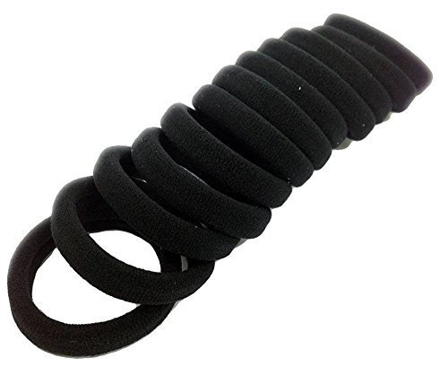 Colors & Blends - Hair Rubber Bands for Women & Girls (10-Pack Black) - Soft Elastic Hair Ties for Ponytails, Braids & Everyday Styling