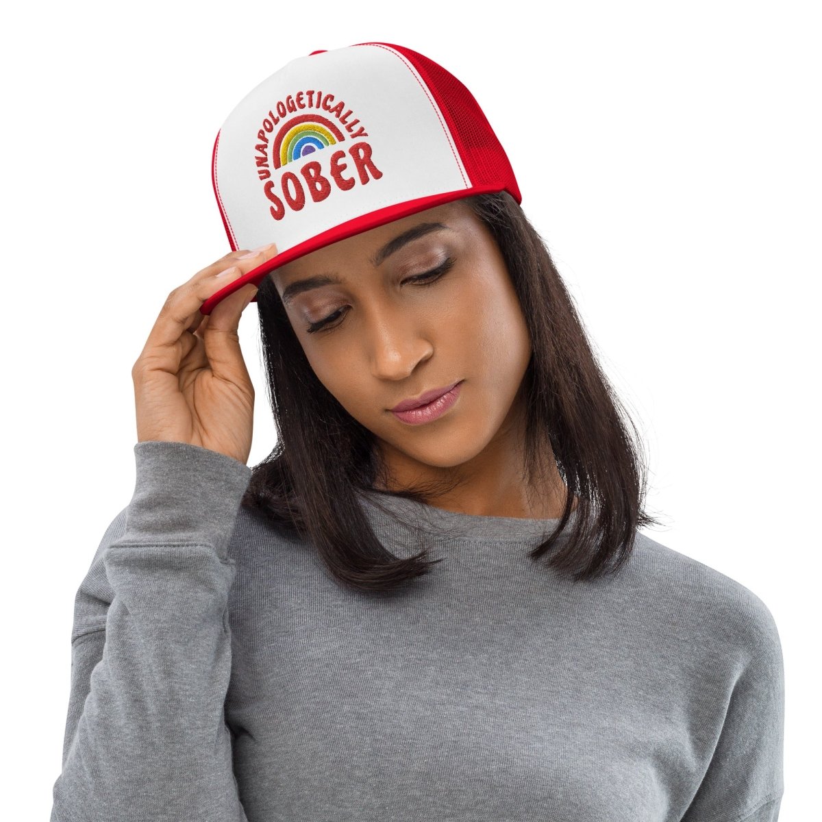 Unapologetically Sober Embroidered Trucker Hat - Stylish Recovery Support Cap for AA Meetings & Sober Living - Perfect for Addiction Recovery Gifts & Sober Life Celebration