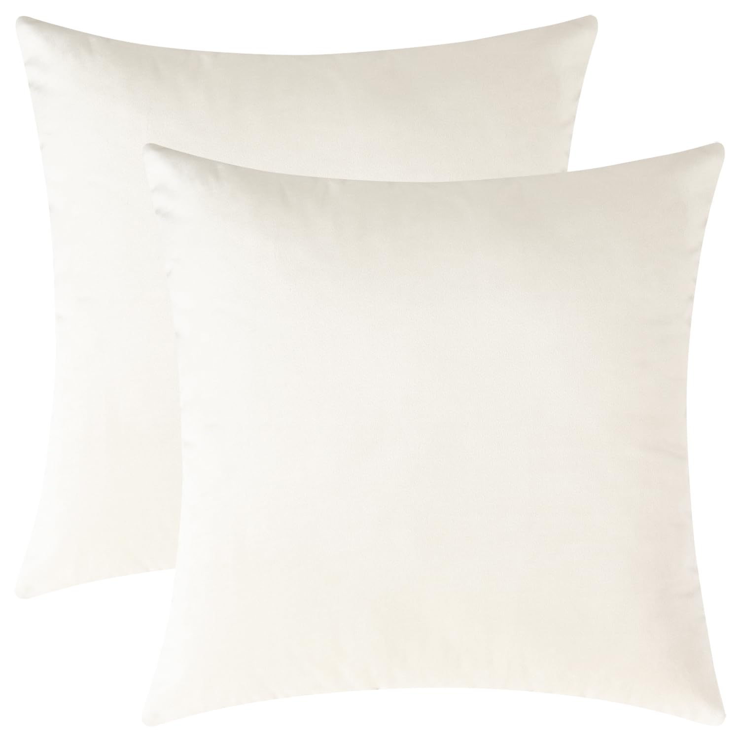 Mixhug Velvet Decorative Throw Pillow Covers - Soft Solid Cushion Cases for Couch, Sofa & Bed (20x20 Inches, Set of 2, Cream) - Perfect for Living Room Decor, Bedroom Accents & Cozy Home Styling