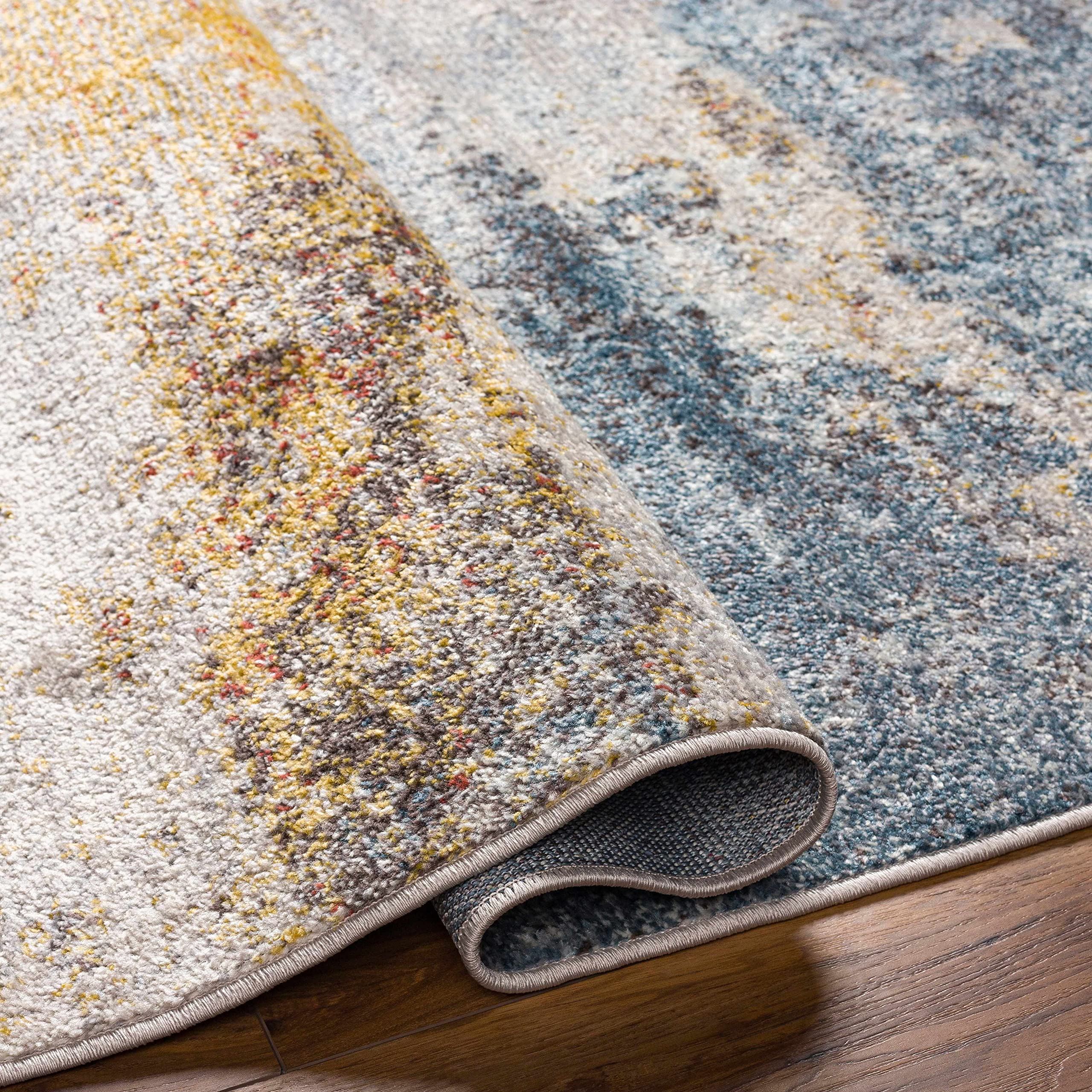 Hauteloom Alexandra Modern Area Rug for Living Room & Bedroom - Soft Gray, Beige, Red - 8'10