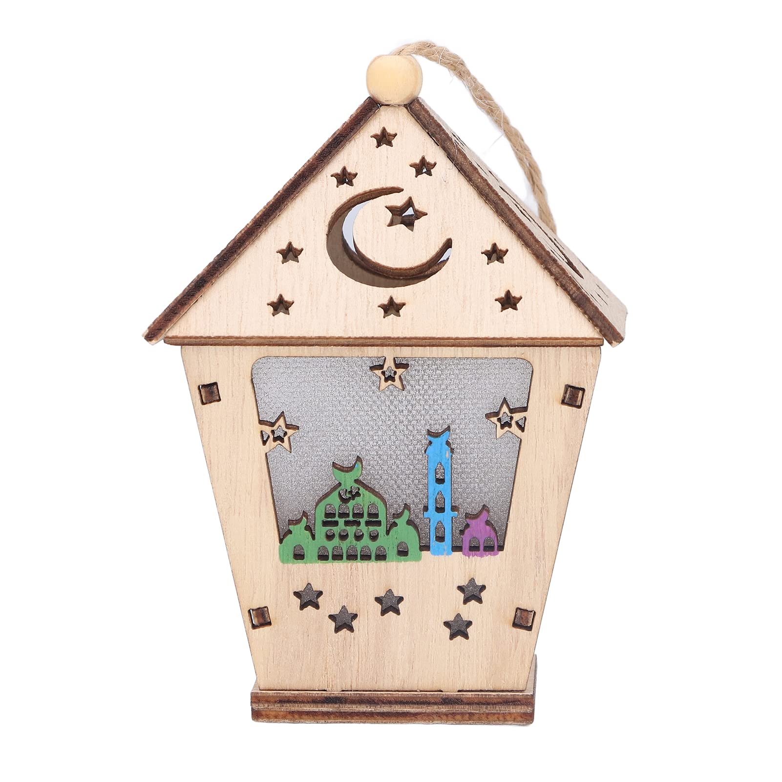 Ramadan Hanging Lamp - 3D Wooden House Shape LED Light for Home & Office Decor | Perfect for Ramadan, Eid, and Festive Celebrations