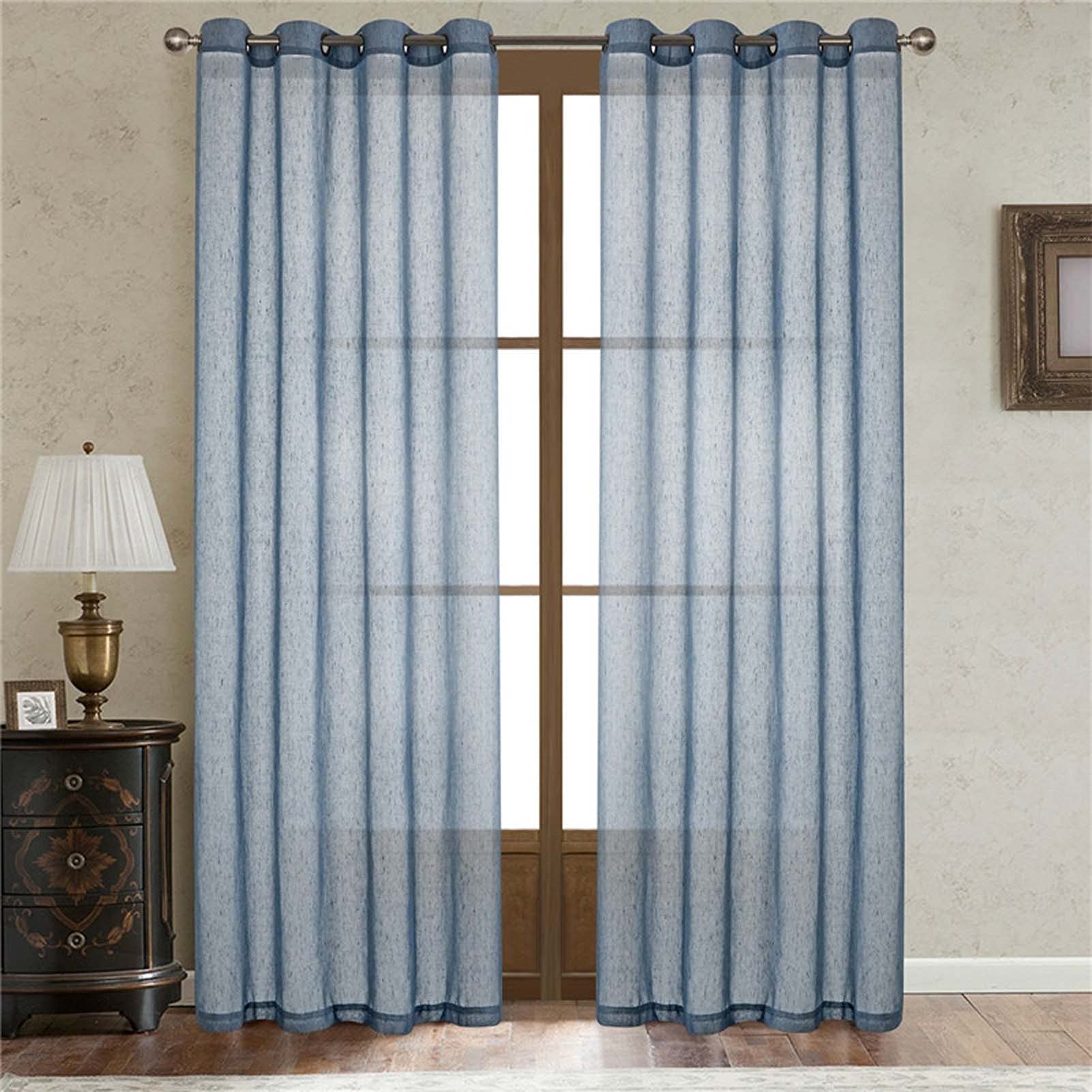 2-Panel Sheer Curtains with Grommet 118x94 Inches - Linen Textured Semi Voile Window Drapes for Bedroom & Living Room - Blackout Thermal Insulated Curtain Panels for Home Decor & Light Filtering (Perfect for Modern Homes, Apartments & Office Spaces)