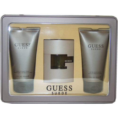 Guess Men's Suede Eau de Toilette Spray, Hair & Body Wash & After Shave Balm Set - Fresh Fragrance for Daily Grooming, Work & Date Nights