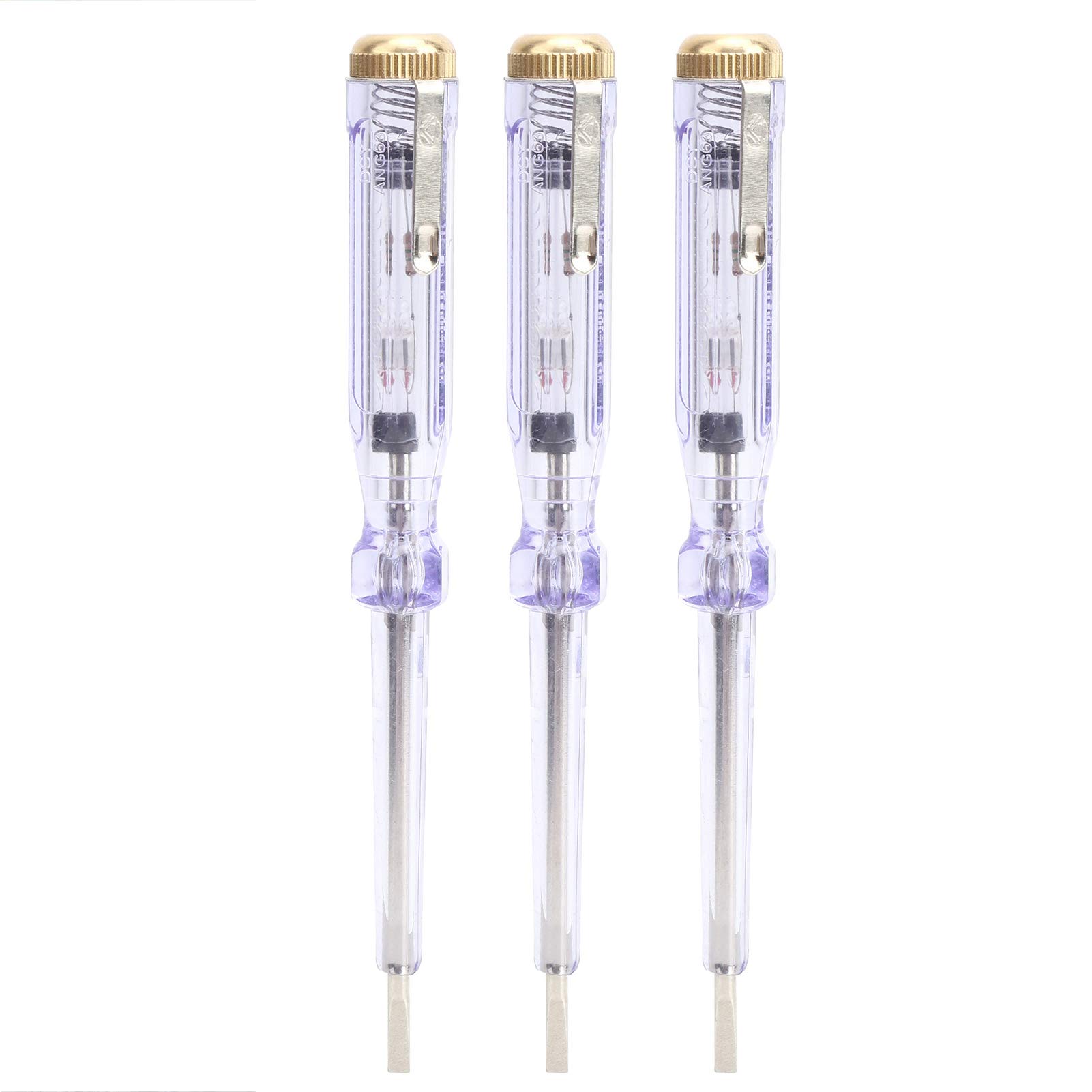 Estink 3-Piece Non-Slip AC Voltage Tester Screwdriver Set (100-250V) - Electrical Phase Tester with LED Indicator for Home & Electrician Use - 142 x 13mm Safety Screwdriver for Outlet & Wiring Testing