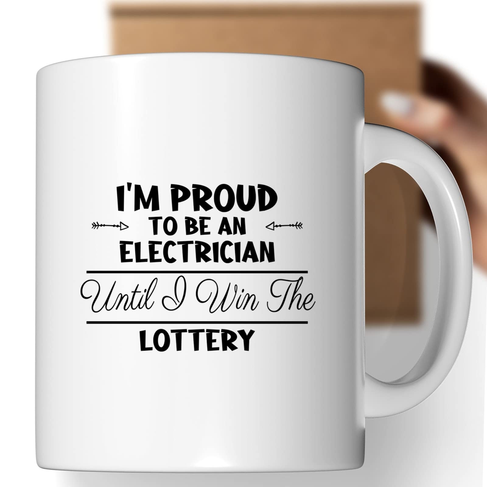 Funny Electrician Coffee Mug - Proud Electrician Until Winning Lottery - Humorous Gift for Men, Women, Coworkers & Family - Perfect Birthday, Christmas Present - Great for Office, Home & Workshop Use
