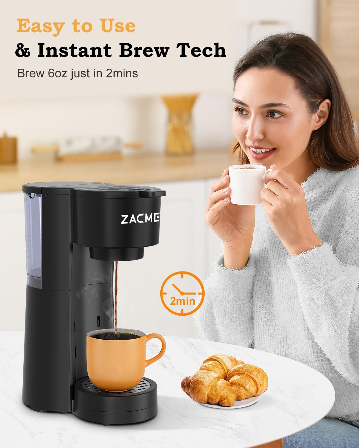 3-in-1 Single Serve Coffee Maker for K-Cups & Ground Coffee with Milk Frother - 28oz Water Tank, 6-14oz Brew Sizes - Perfect for Home, Office & Dorm Use