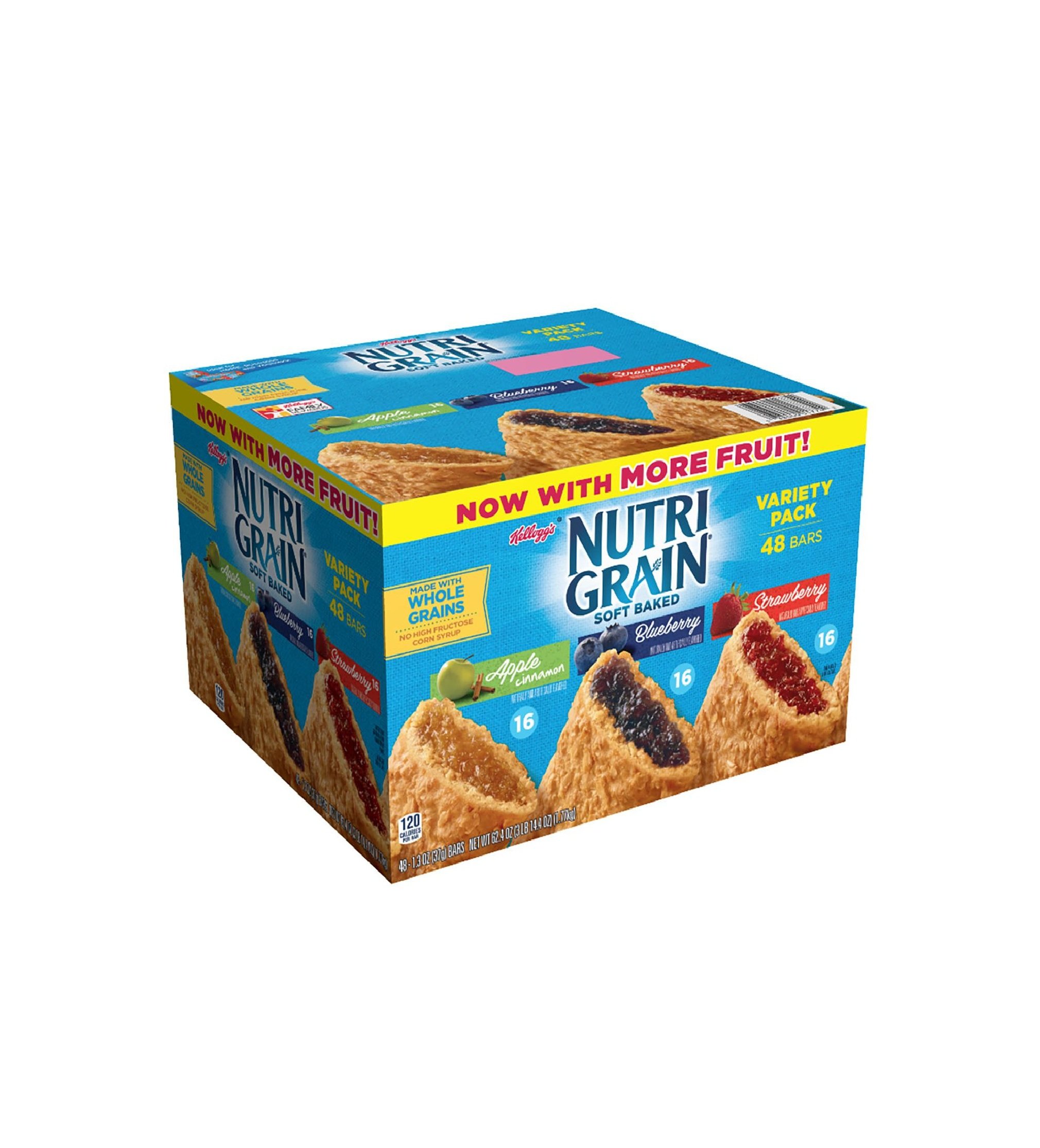 Kellogg's Nutri-Grain Breakfast Bars - Apple, Blueberry, Strawberry (48 Pack) - Healthy On-the-Go Snacks
