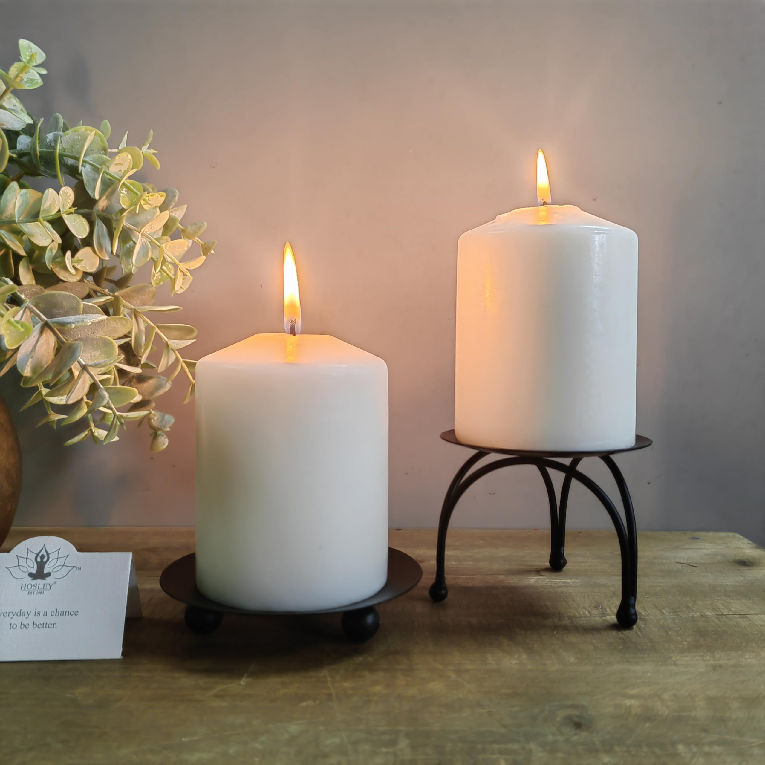 Hosley 4 Inch White Unscented Pillar Candles - Set of 4 for Wedding Decor, Emergency Lighting, Spa Relaxation, Aromatherapy, Party Centerpieces & Reiki Healing - Perfect for Home Decor, Romantic Dinners & Candlelit Gardens