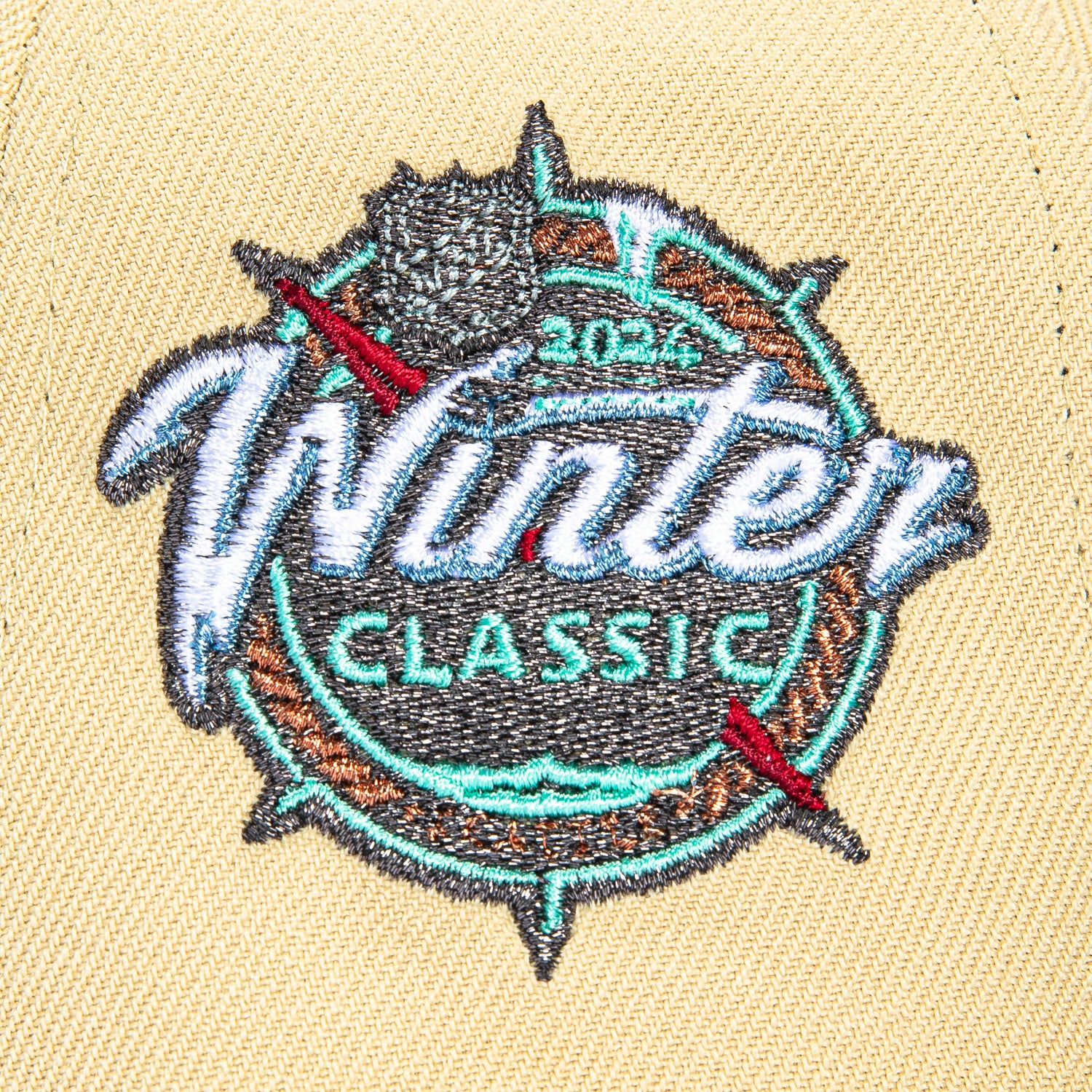 New Era 59Fifty Vegas Golden Knights 2024 Winter Classic Patch Script Hat - Tan & Black NHL Hockey Cap for Men & Women - Perfect for Games, Tailgating & Fan Collections