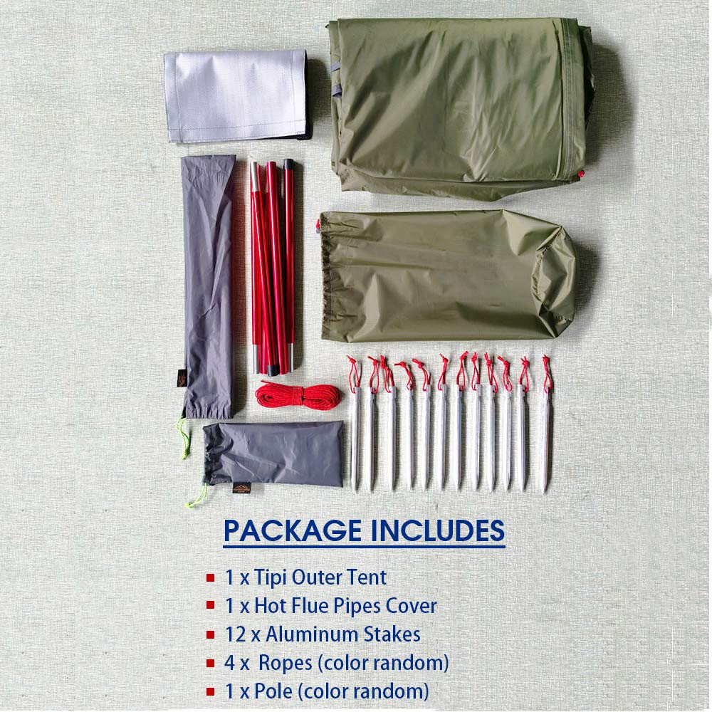 PRESELF 3-Person Lightweight Tipi Hot Tent with Fire-Retardant Flue Pipes & Window - Portable Teepee Tent for Family Camping, Backpacking, Hiking | Perfect for Winter Adventures & Outdoor Exploration