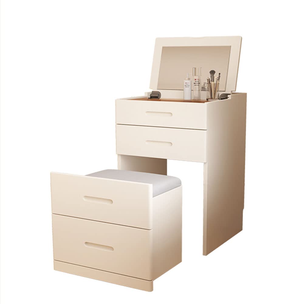 SPXMQSS Small Makeup Vanity with Light & Stool - Modern Home Decor for Girls & Women