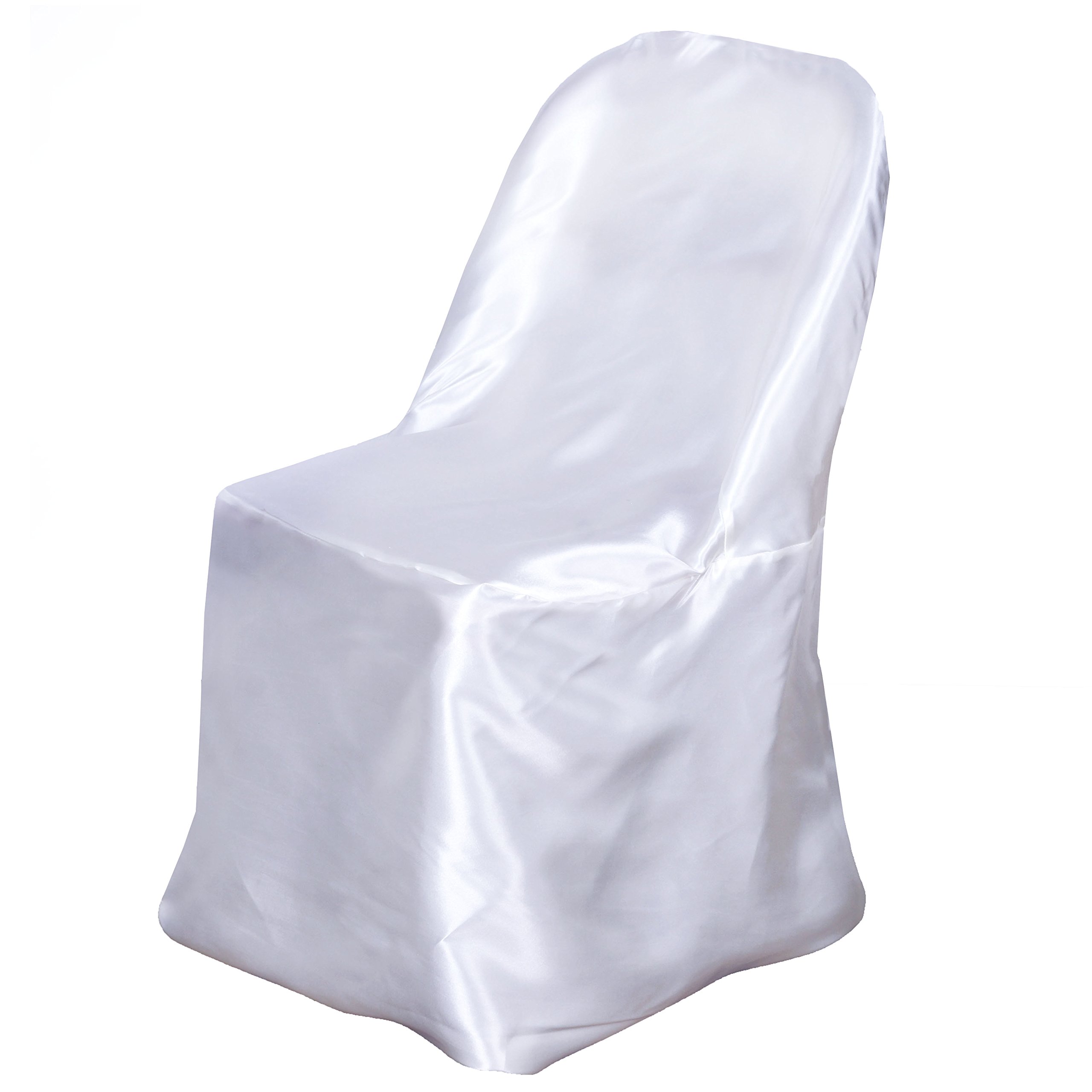 50-Pack White Satin Folding Chair Covers - Elegant Wedding, Party & Reception Decorations - Perfect for Banquets, Ceremonies & Dining Events