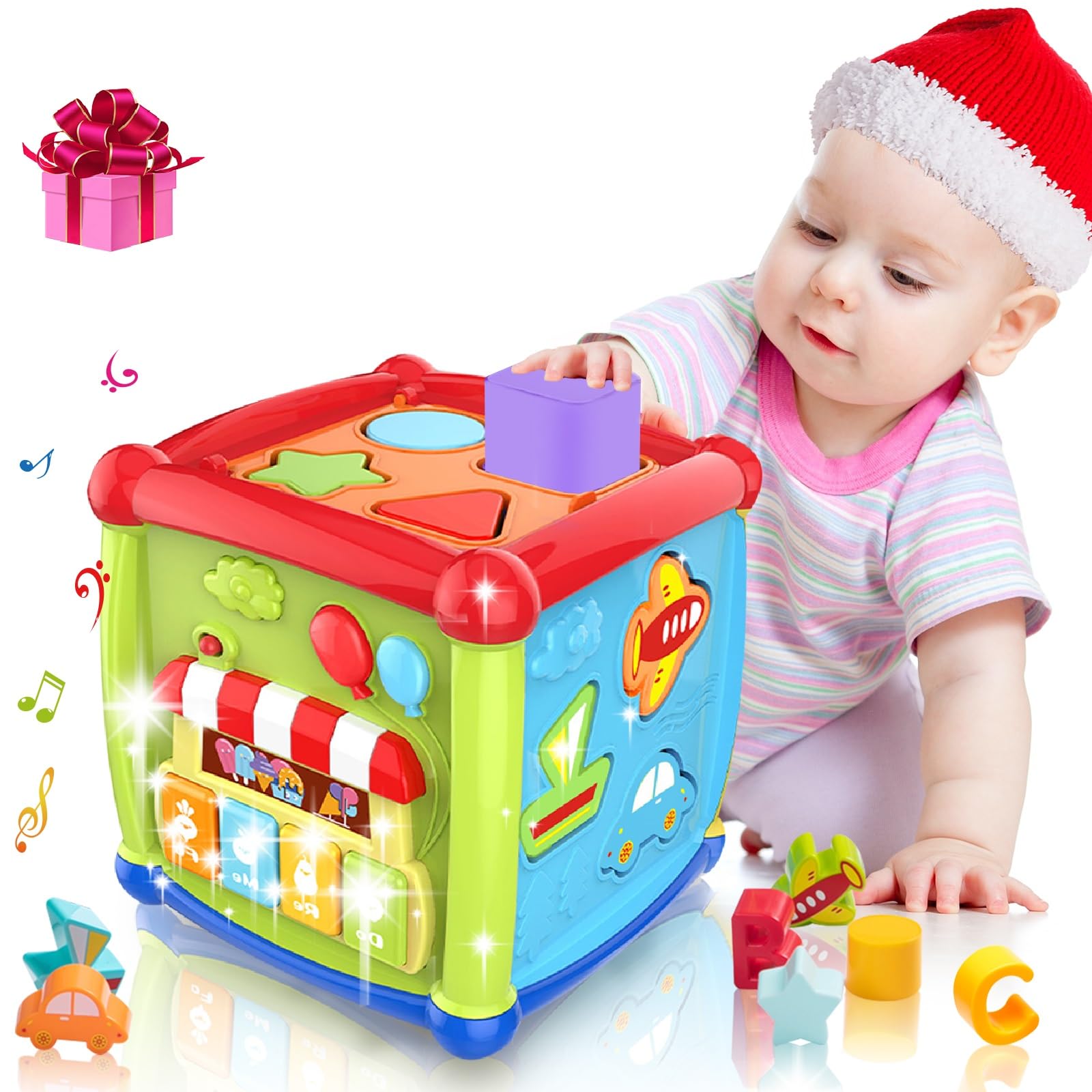 Best Musical Learning Activity Cube Toy for 1 Year Old Boys & Girls - Shape Sorter, Early Education Infant Toy for 6-18 Months - Perfect 1st Birthday & Christmas Gift for Toddlers (Ideal for Playtime, Sensory Development & Early Learning at Home)