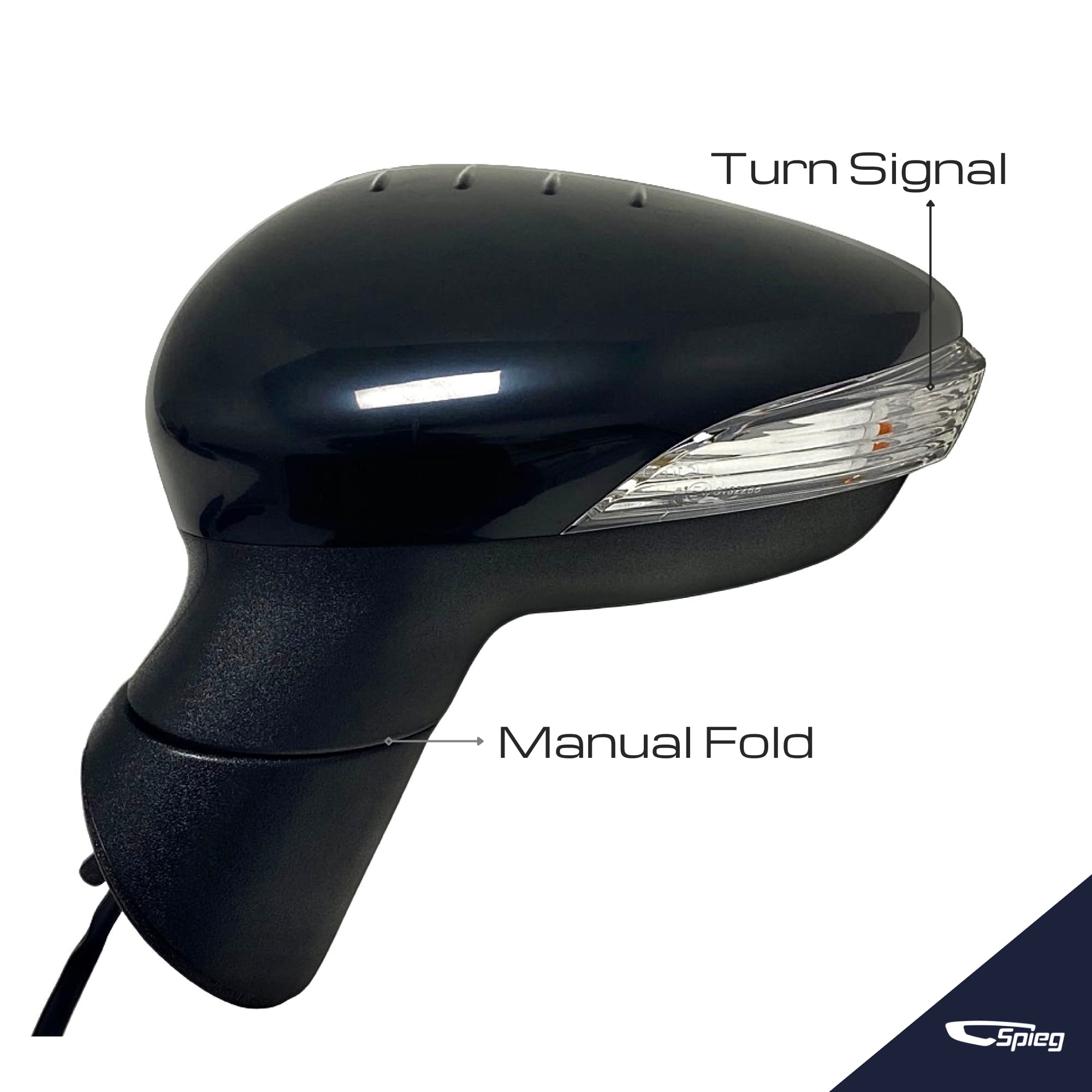 2011-2019 Ford Fiesta Driver Side Mirror Replacement - Left Power Adjustable Heated Manual Folding Mirror with Turn Signal & Spotter Glass (6-Pin Connector, Paint to Match) - Perfect for Parking Assistance & Blind Spot Visibility