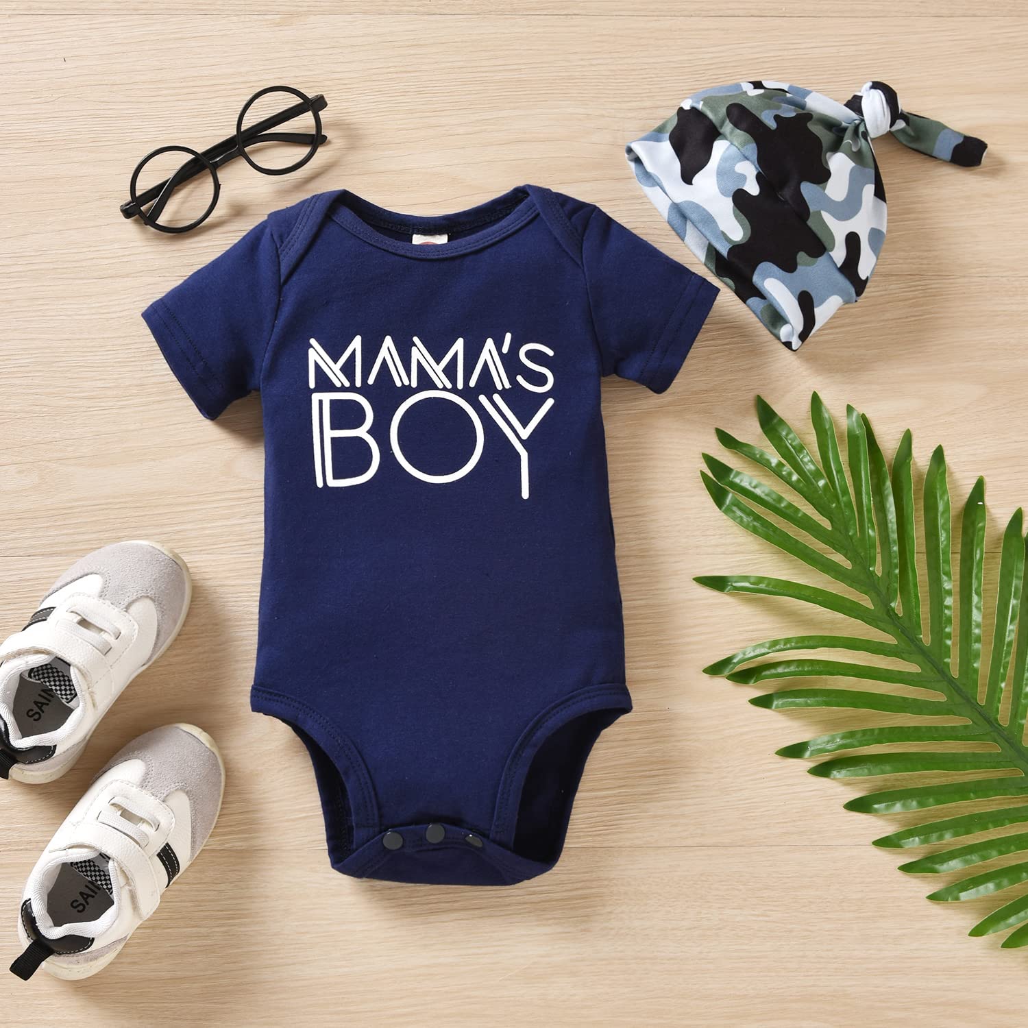 Aalizzwell Baby Boys Summer Outfit - Short Sleeve Bodysuit & Pants Set | Soft Cotton Romper for Newborns & Toddlers | Perfect for Playtime, Beach Trips & Family Photos
