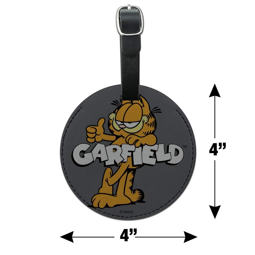 Garfield Logo Round Leather Luggage Tag - Durable Suitcase ID Tag for Carry-On Bags | Perfect for Travel, Business Trips & Vacation Identification