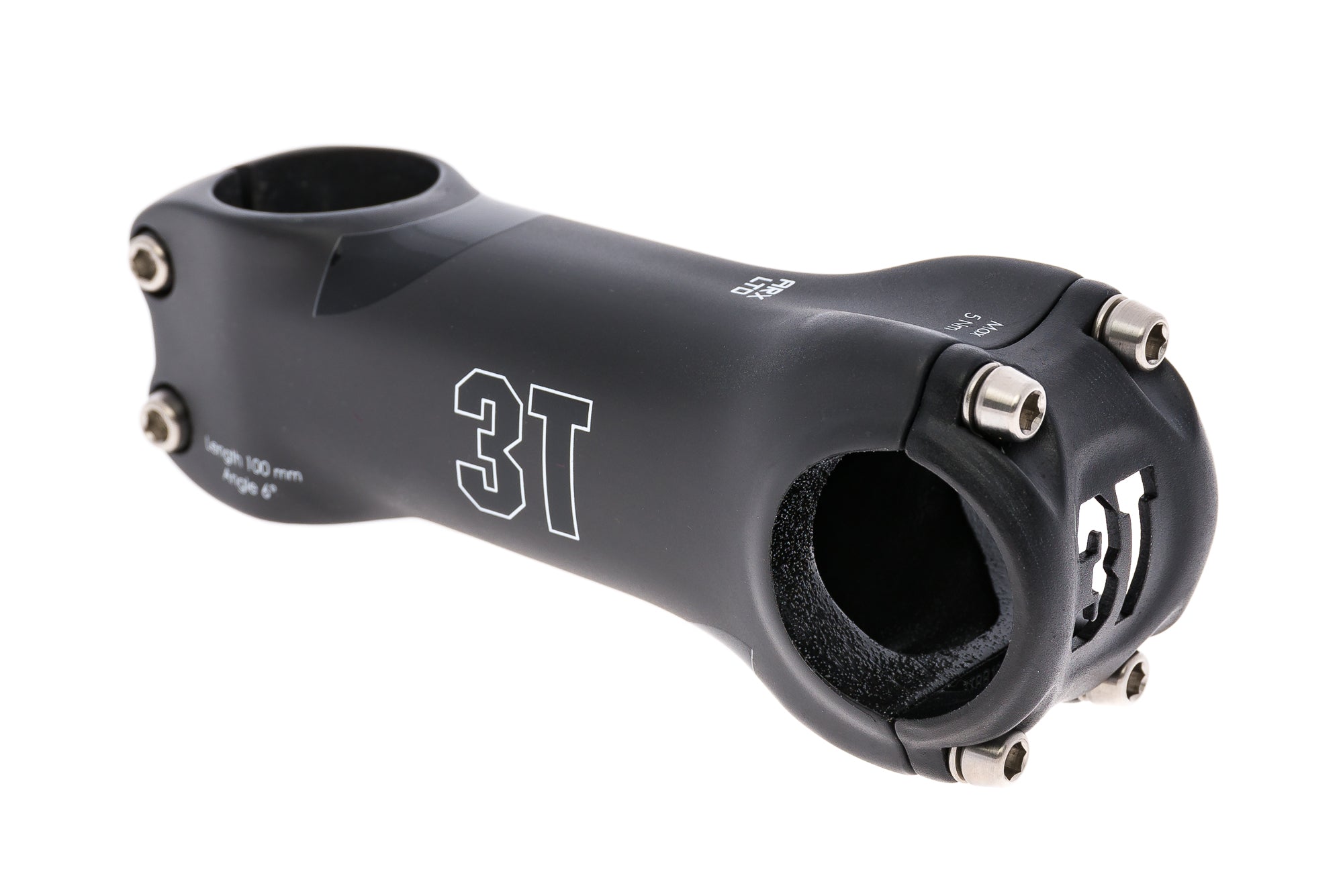 3T ARX LTD Carbon Fiber Bicycle Stem - 31.8mm Clamp, 100mm Length, 6 Degree Rise, Stealth Black - Perfect for Road Bikes & Mountain Bikes