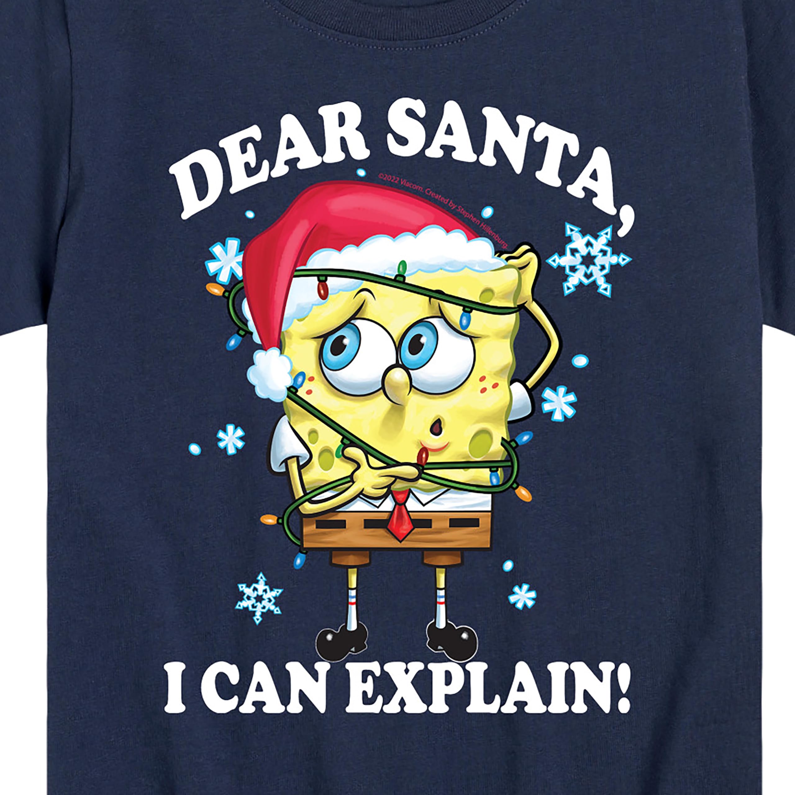 HYBRID APPAREL Spongebob Squarepants Dear Santa Graphic T-Shirt for Toddler & Youth - Fun Christmas Gift for Kids, Holiday Party Outfit & Casual Wear