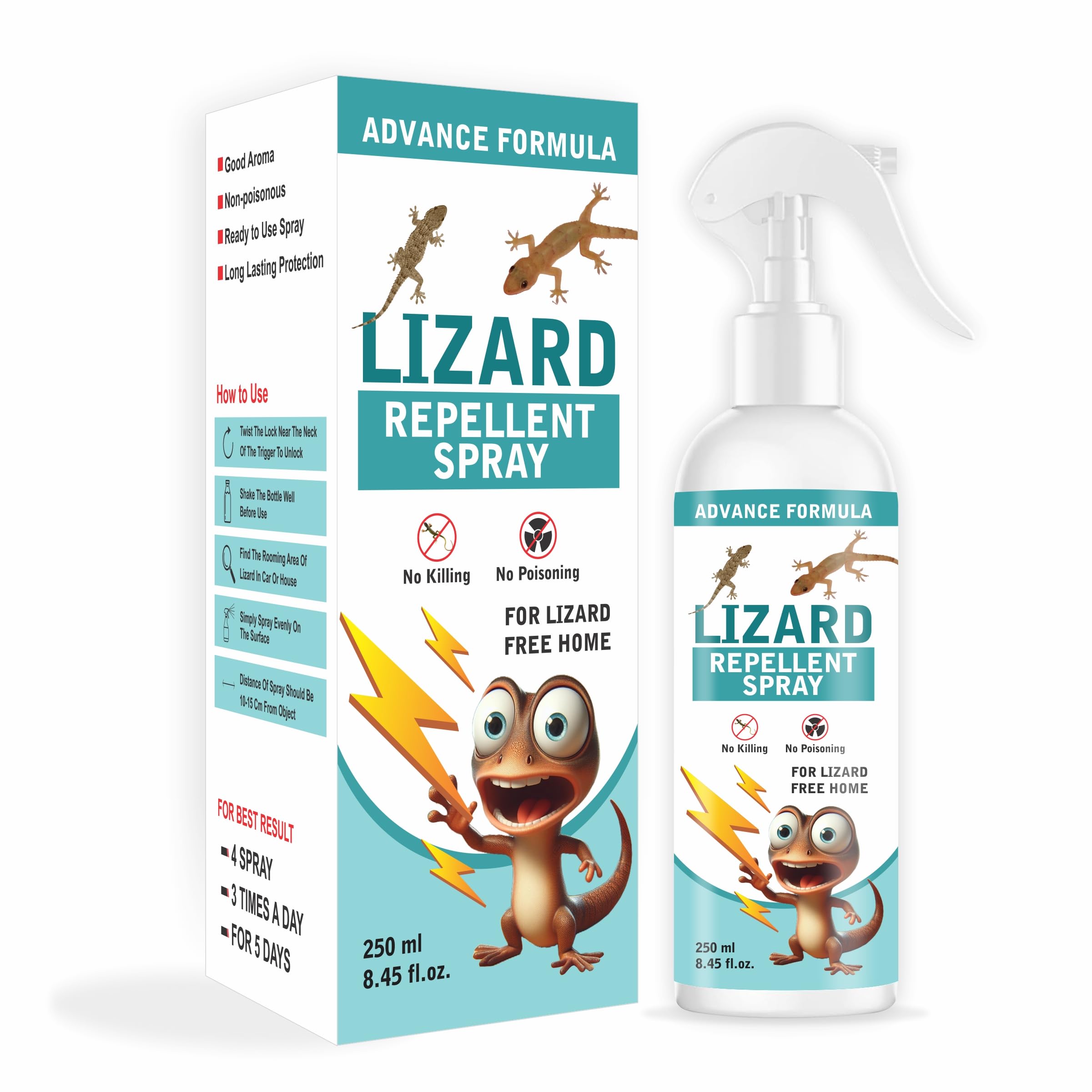 OXILY Natural Lizard Repellent Spray for Home - Plant-Based, Non-Toxic & Chemical-Free Pest Control | Safe for Babies, Pets & Indoor Plants | Effective Home & Garden Protection (250ml) | Use for Doors, Windows & Outdoor Areas