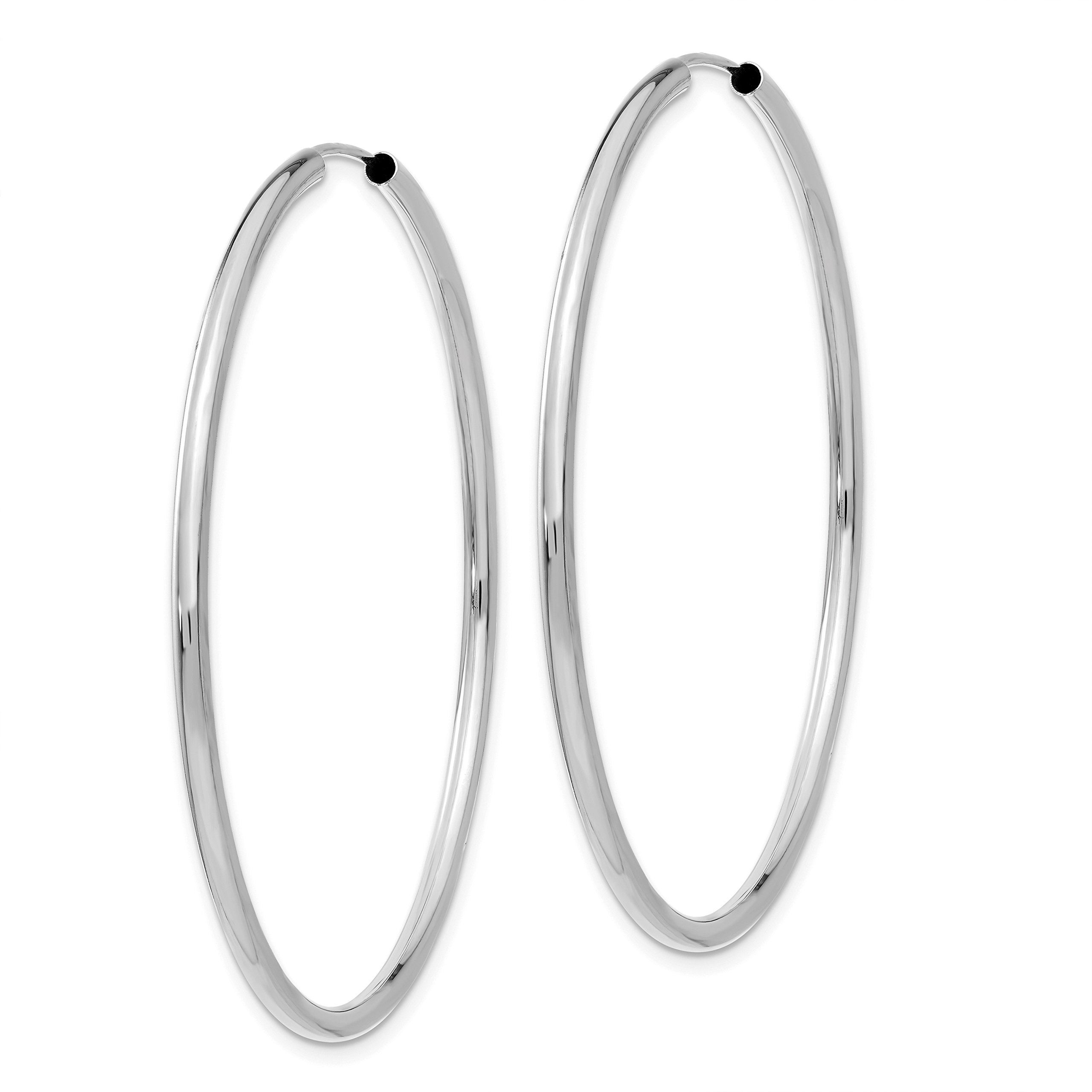 2mm Endless Hoop Earrings in Real 14k White Gold - Polished Finish for Everyday Wear, Gifts & Special Occasions