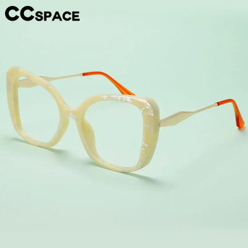 CCspace Women's Full Rim Large Cat Eye Reading Glasses - Plastic & Alloy Frame (R57092) - Perfect for Reading, Office Work, and Fashion Accessories