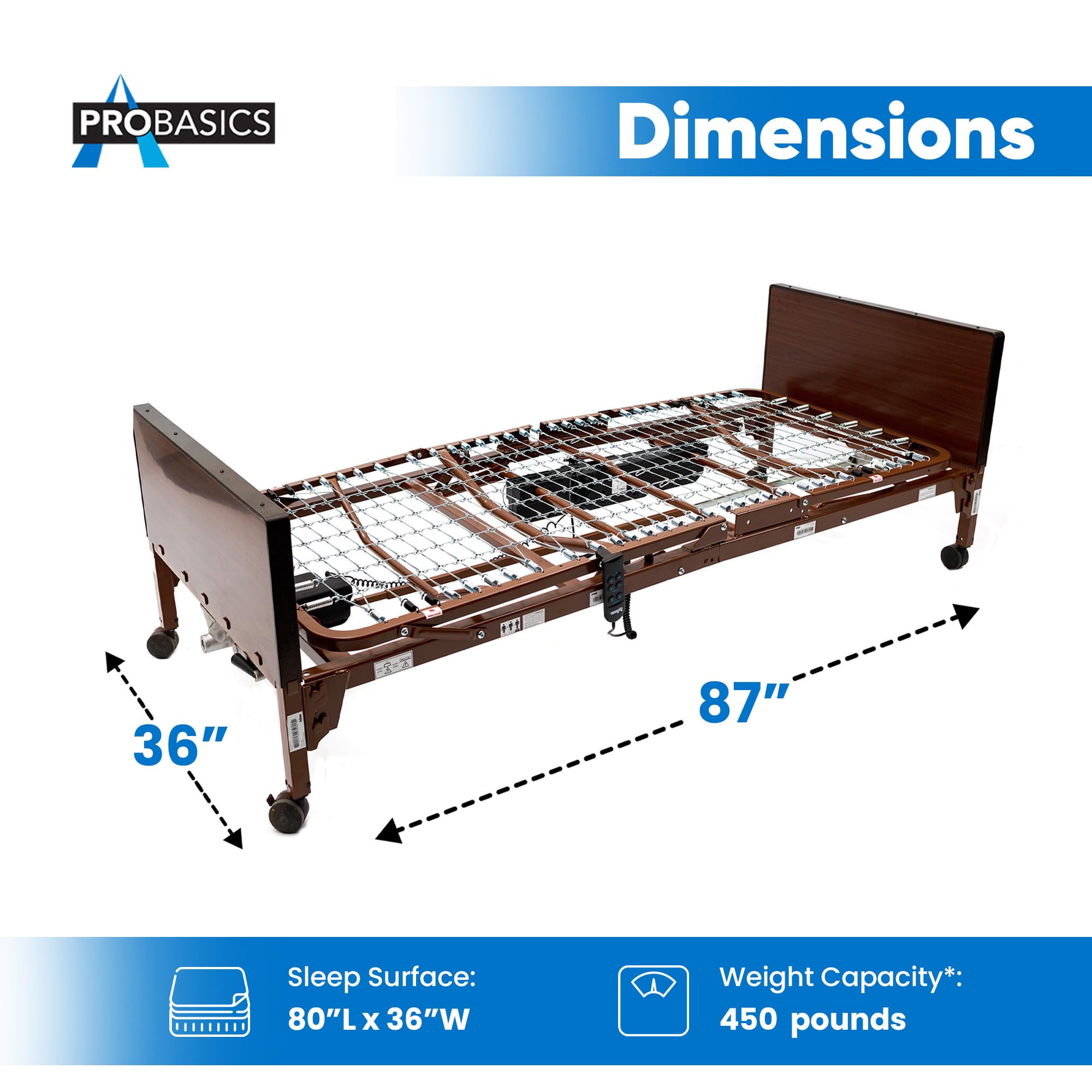 ProBasics Full Electric Adjustable Hospital Bed with Half Rails & Comfort Foam Mattress - Easy Assembly for Home Healthcare & Patient Recovery