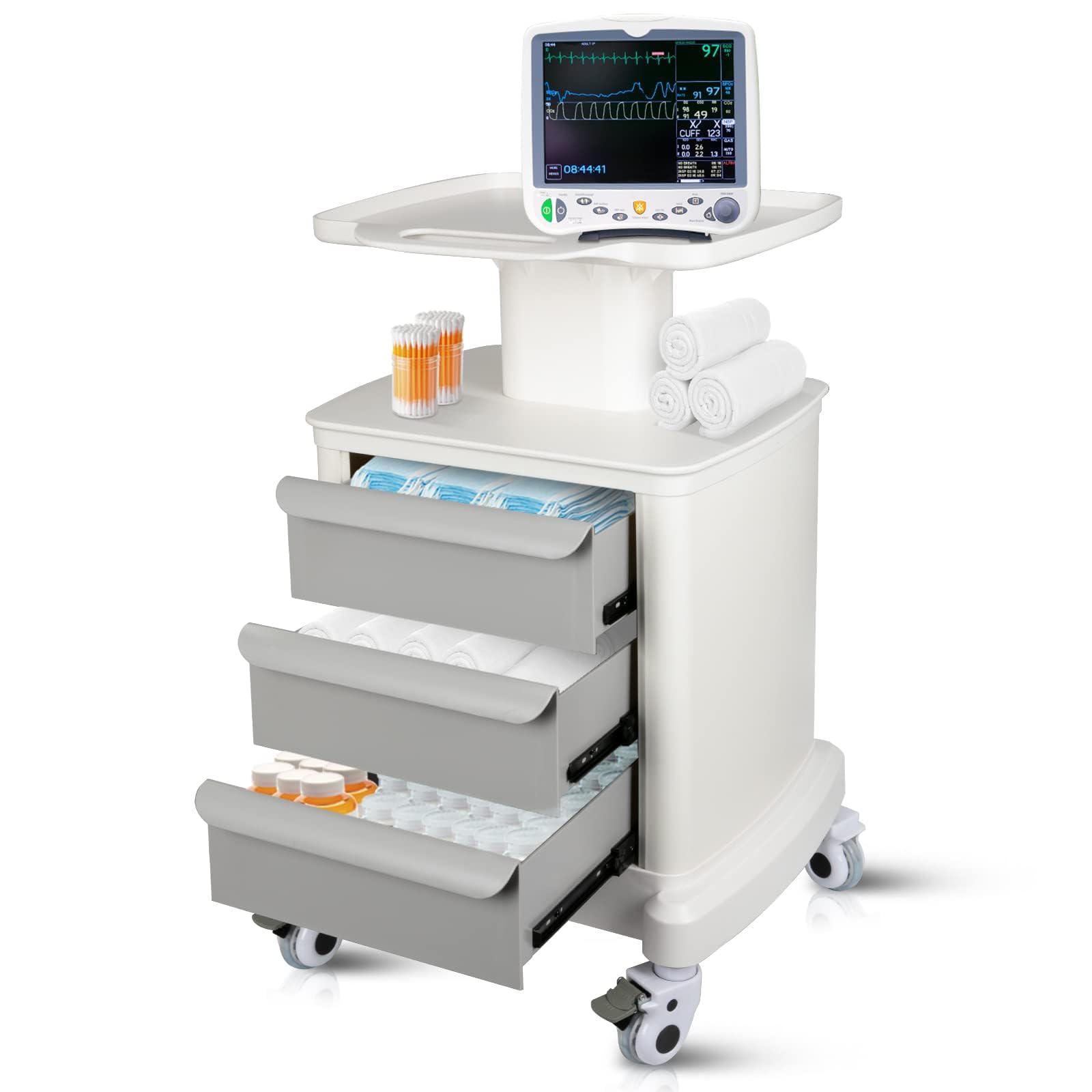 Mobile Medical Cart with Wheels & Drawers - Rolling Ultrasound, Dental & Beauty Storage Trolley for Hospitals, Clinics, Offices & Bedrooms | Perfect for Medical Equipment Organization & Beauty Salon Storage