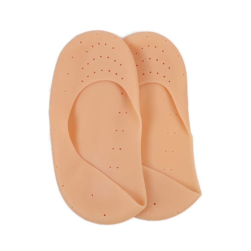 Savpesh Silicone Gel Heel Pad Socks for Men & Women - Pain Relief, Foot Care & Toe Separator - Thumb Valgus Protector Guards - Beige | Ideal for Heel Pain, Bunion Relief & Comfortable Walking