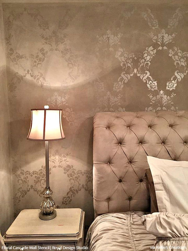 Floral Damask Wall Stencil for DIY Home Decor - Reusable Painting Template for Living Room, Bedroom, and Nursery Decoration