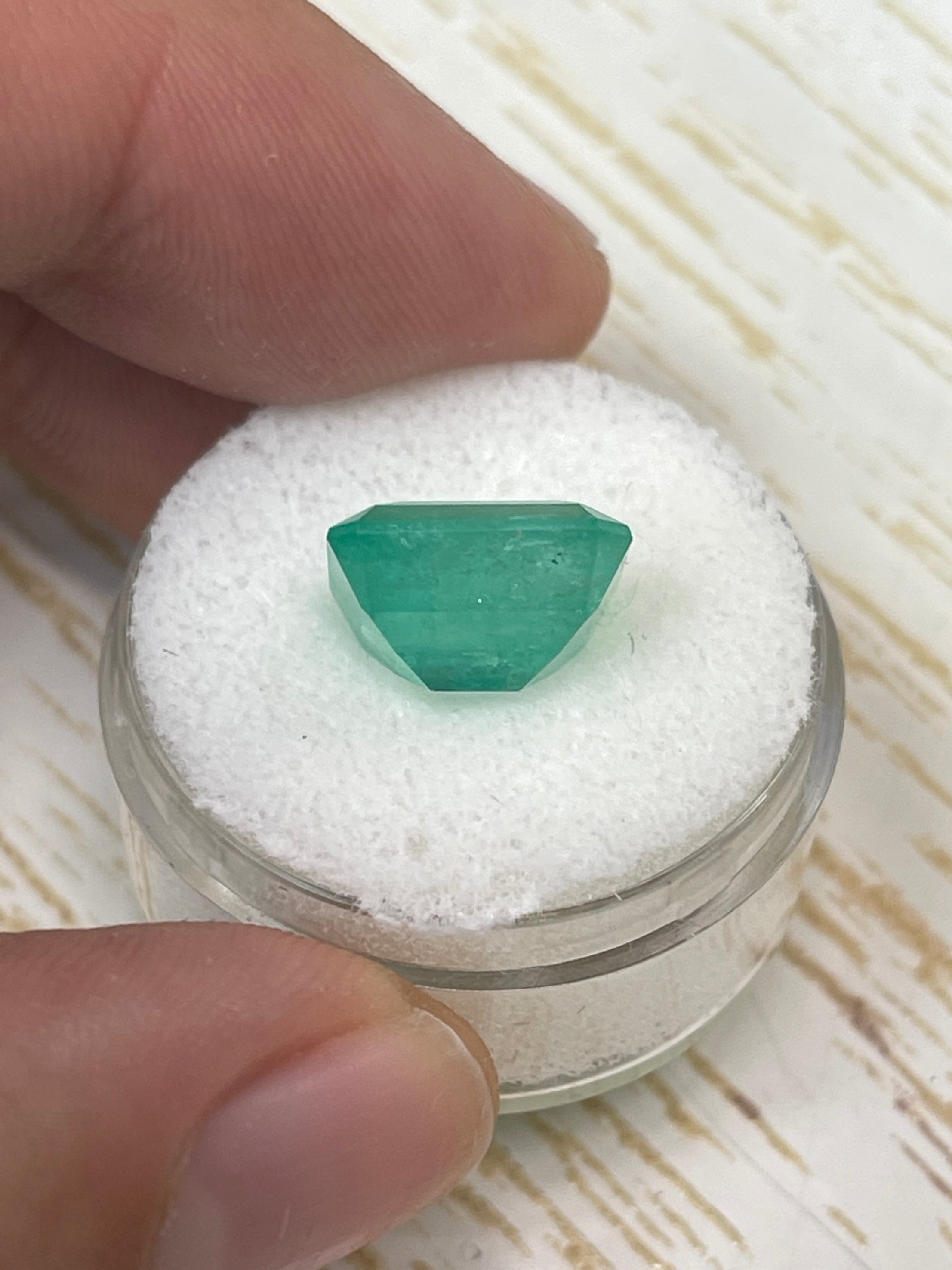 6.13 Carat 11.5x10.3mm Earthy Pastel Green Natural Loose Colombian Emerald Gemstone - Emerald Cut for Jewelry Making, Engagement Rings & Collector's Items