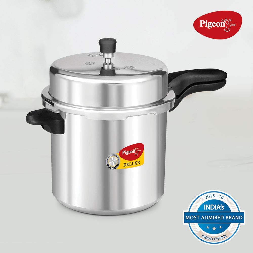 Premium 12 Quart Pigeon Pressure Cooker - Fast & Efficient Stovetop Cooking for Soups, Rice, Legumes - Durable Aluminum Lid - Perfect for Family Meals & Meal Prep (12 Liters)