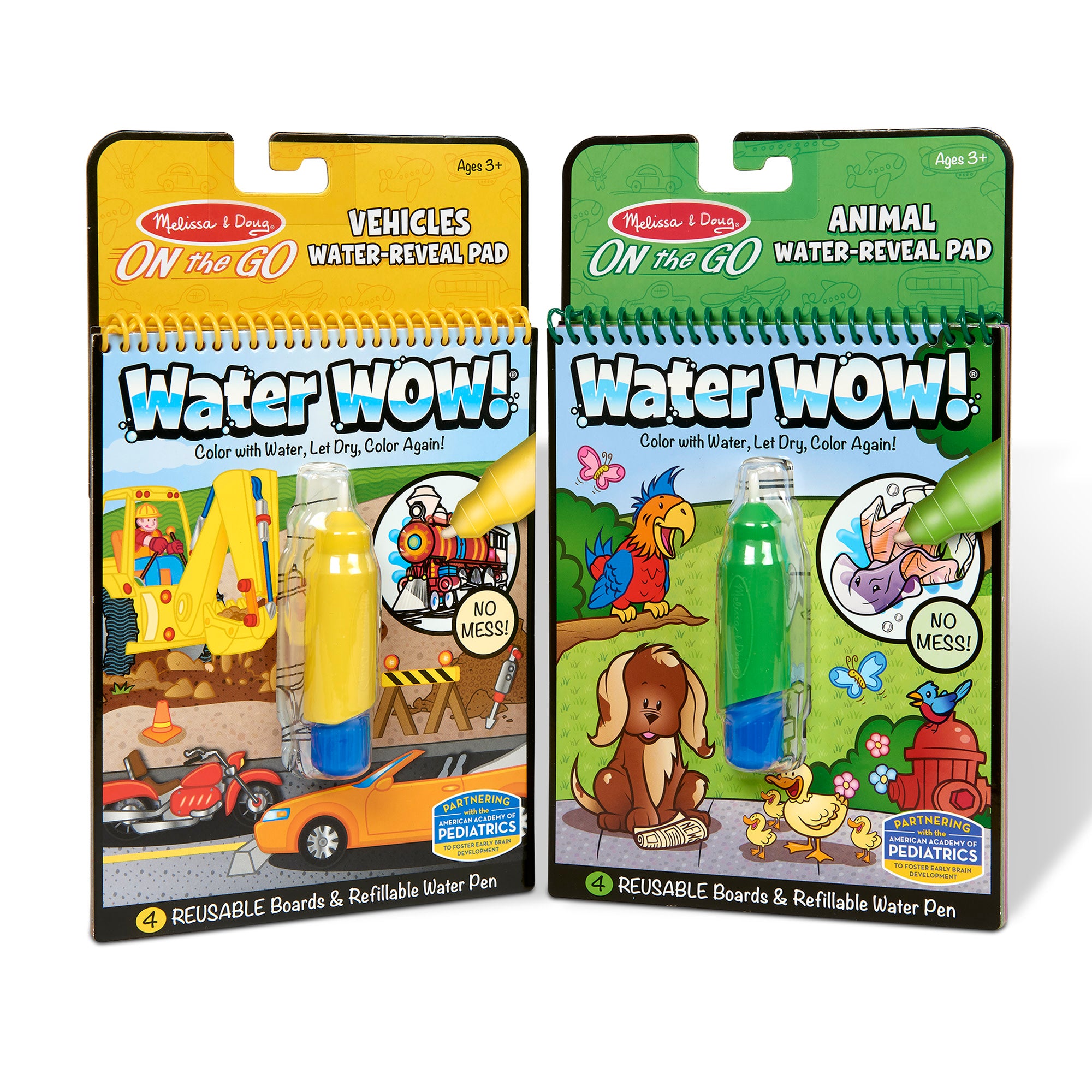 Water Wow! Reusable Water-Reveal Activity Books - 2pc Bundle for Kids Travel & Learning Fun - Perfect for Road Trips, Airplanes & Quiet Play