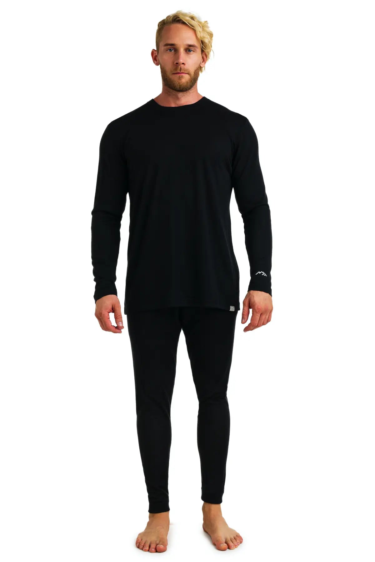 Men's Merino Wool Thermal Underwear Set - 165 GSM Black | Base Layer for Winter, Skiing & Outdoor Activities