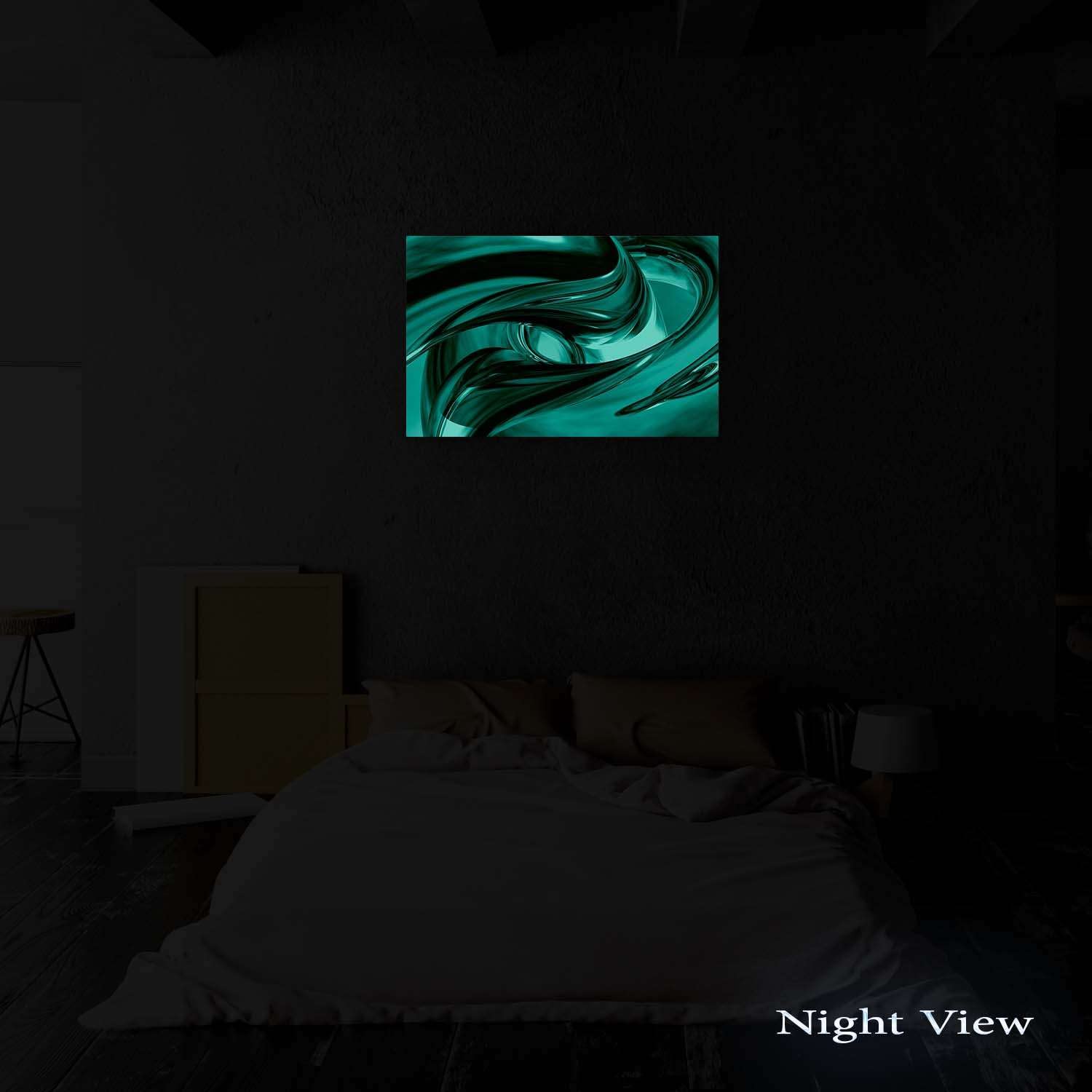 Black and White Abstract Destiny Framed Canvas Wall Art - 24x36 Inch Minimalist Home Decor for Bedroom, Living Room & Office - Unique Luminous Day/Night Effect Painting - Modern Wall Art for Home & Office Decor