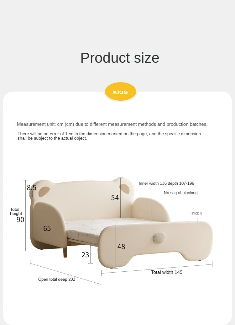 Organic Birch Solid Wood Retractable Kids Bed with Genuine Leather - Perfect for Toddler Rooms, Daycare Centers & Small Spaces