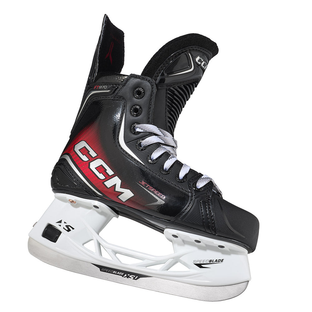 CCM Jetspeed FT870 Junior Ice Hockey Skates for Boys & Girls - Lightweight Performance Skates for Youth Hockey Players - Perfect for Ice Rink Training & Games