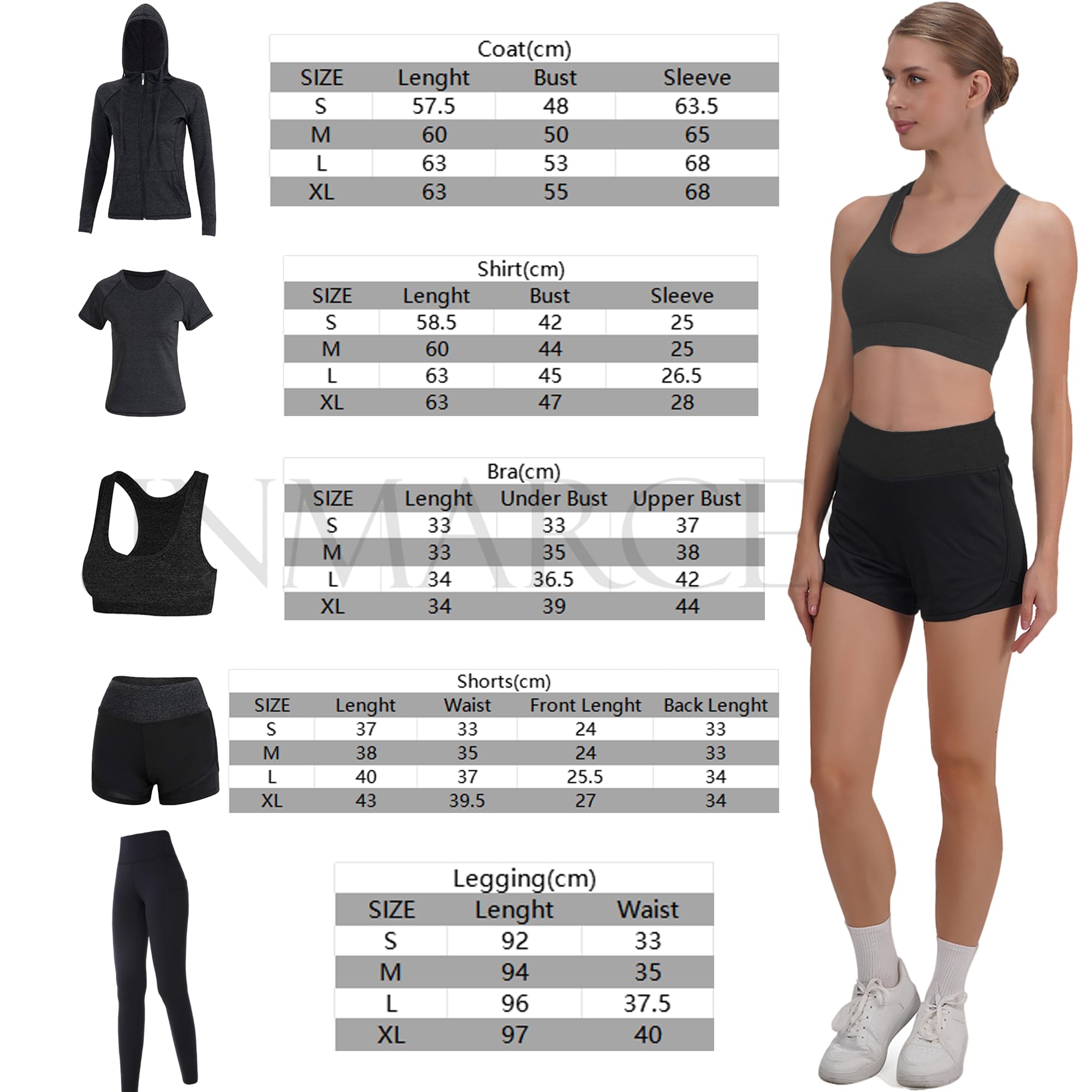 Inmarces Women's 5-Piece Workout Sets - Yoga Outfits & Activewear Tracksuit for Gym, Running & Fitness | Comfortable Exercise Clothes for Yoga, Pilates & Home Workouts
