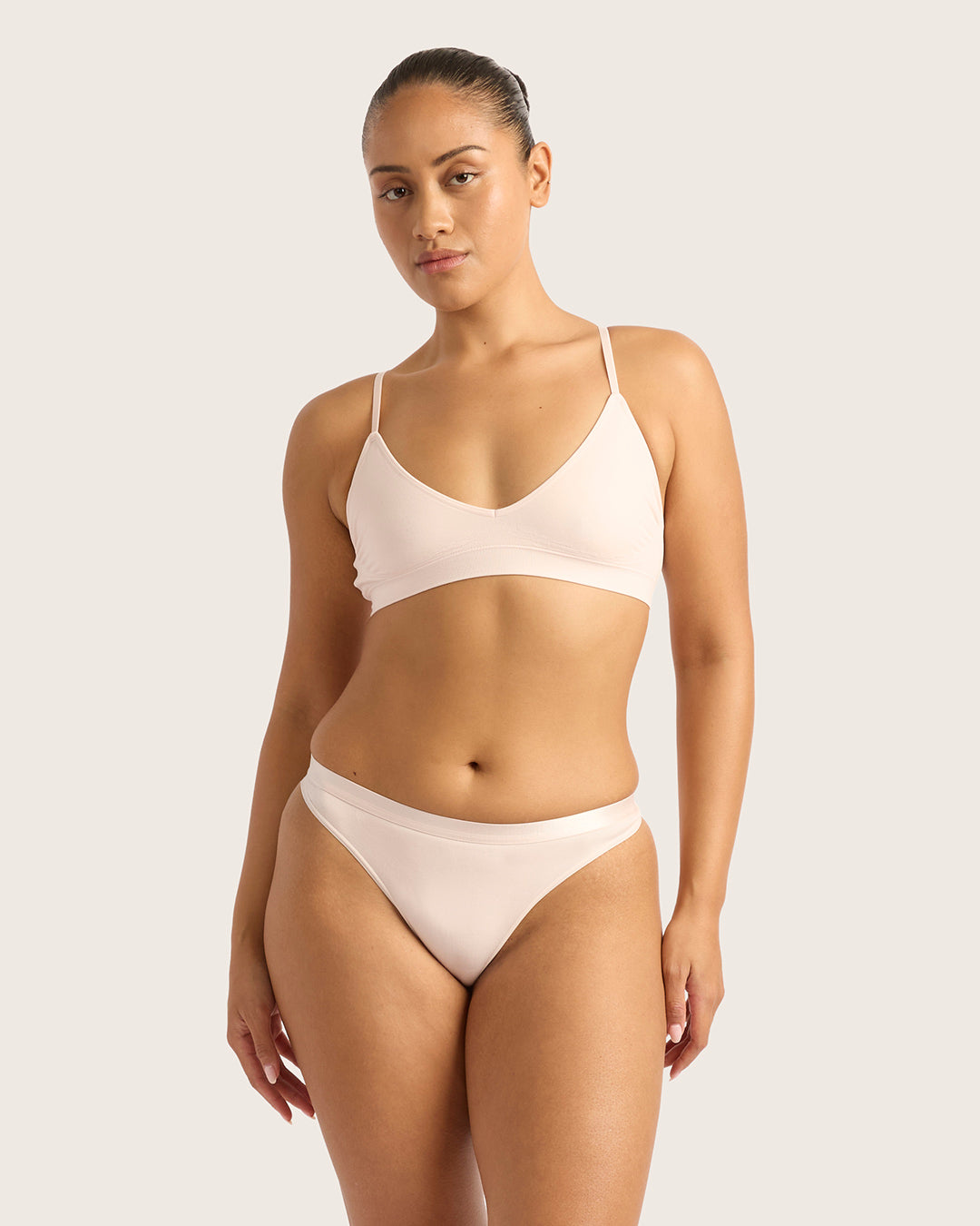 LYOLYTE G-String Thong Underwear for Women - Soft Powder Pink Lingerie - Perfect for Everyday Wear, Date Night & Special Occasions