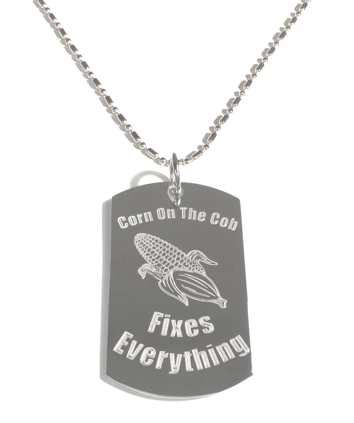 Shark Corn on The Cob Fixes Everything Hat - Military Dog Tag Luggage Chain Necklace for Men & Women - Perfect for Travel, Outdoor Adventures & Casual Wear