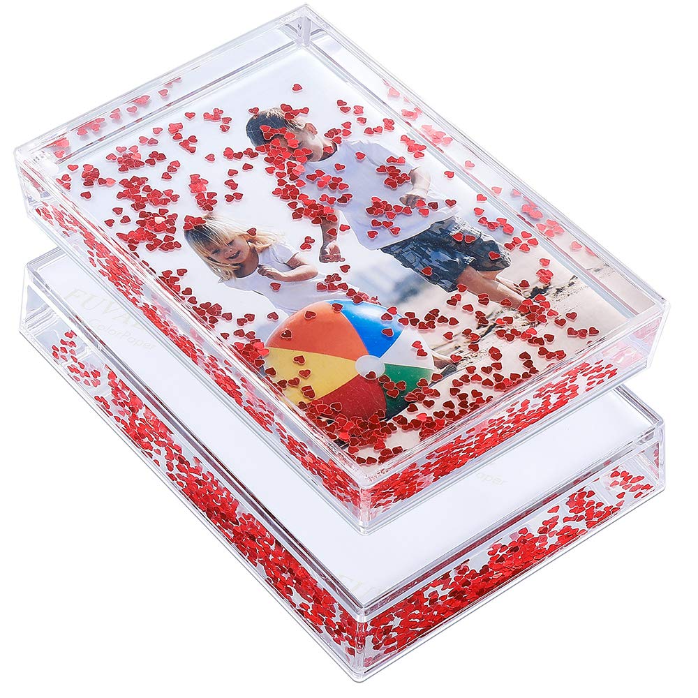 Glitter Heart Photo Frame 4x6 - Acrylic Snow Globe Gift for Dad, Friends & Family - Perfect for Birthdays & Anniversaries