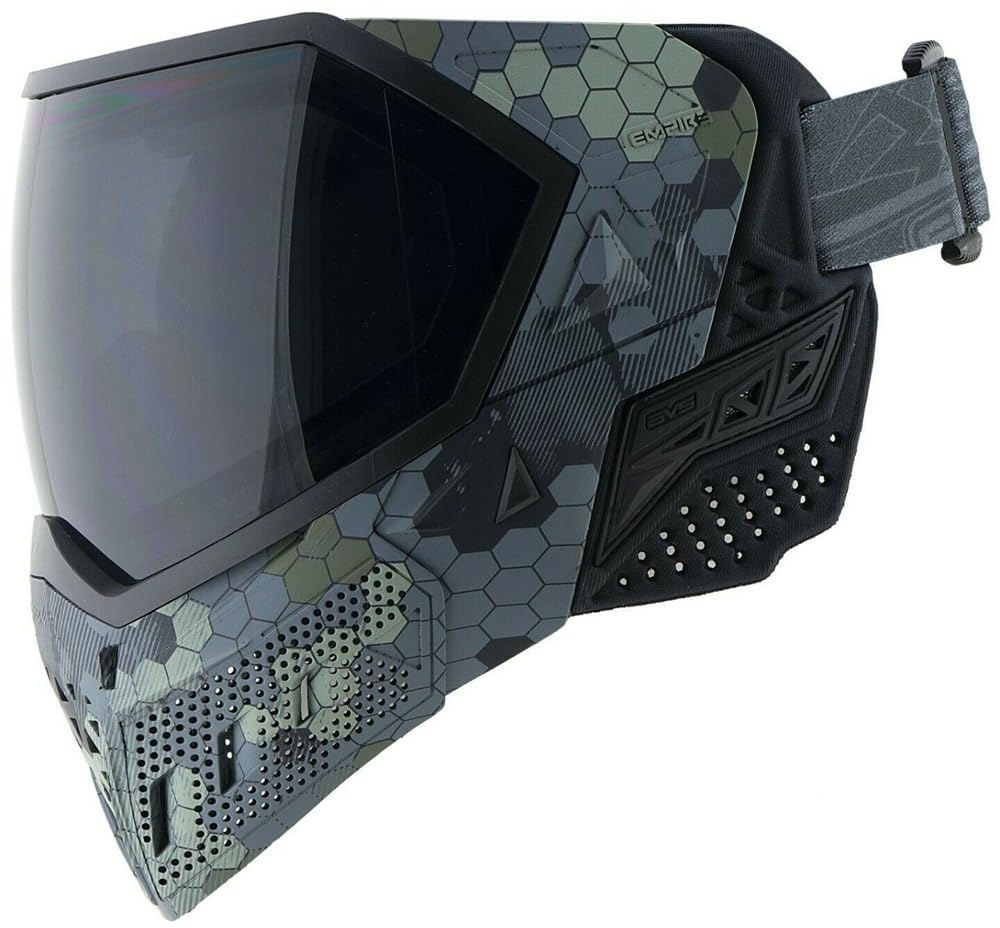 Empire EVS Paintball Mask with HEX Goggle System - 3 Quick Change Thermal Lenses (Clear, Smoke, Silver Mirror) for Outdoor Sports & Tactical Games