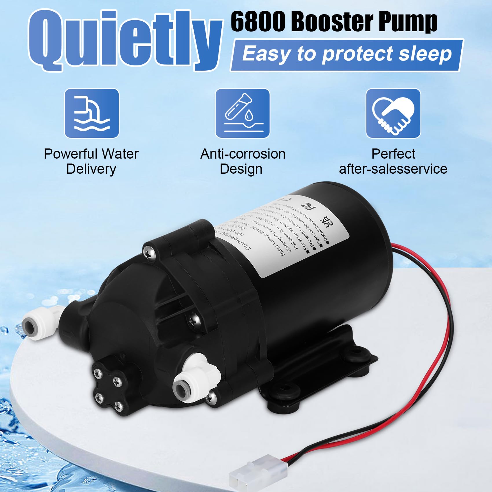 2025 Upgraded Betollo 6800 Booster Pump Kit for RO Water Filtration System - 100 GPD High Pressure Pump with Voltage Switch | Perfect for Home Reverse Osmosis, Aquariums & Hydroponics